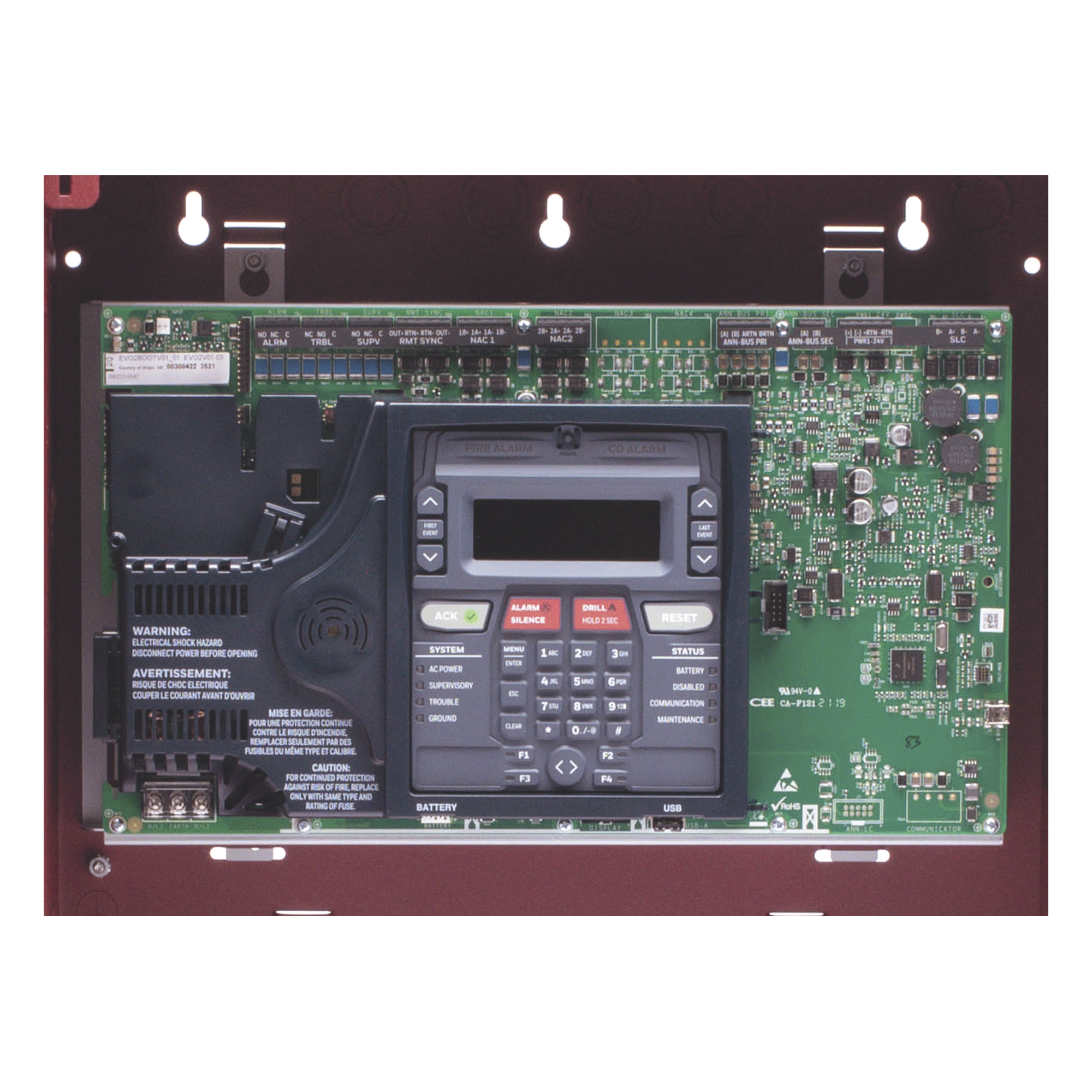 Panel de Control de Alarma Contra Incendio Direccionable / 50 Dispositivos en Lazo SLC / Comunicador Dual POTS/IP / 2 NAC Clase A/B / Pantalla LCD 80 Caracteres
