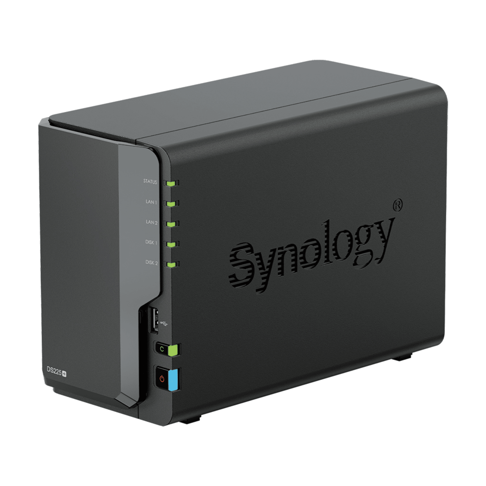 NAS DiskStation DS225+ | 2 Bahías | Intel Celeron J4125 | 2 GB DDR4 | Hasta 40 TB | Puertos 1GbE y 2.5GbE | USB 3.2 Gen 1 | Compatible con RAID | Synology DSM.