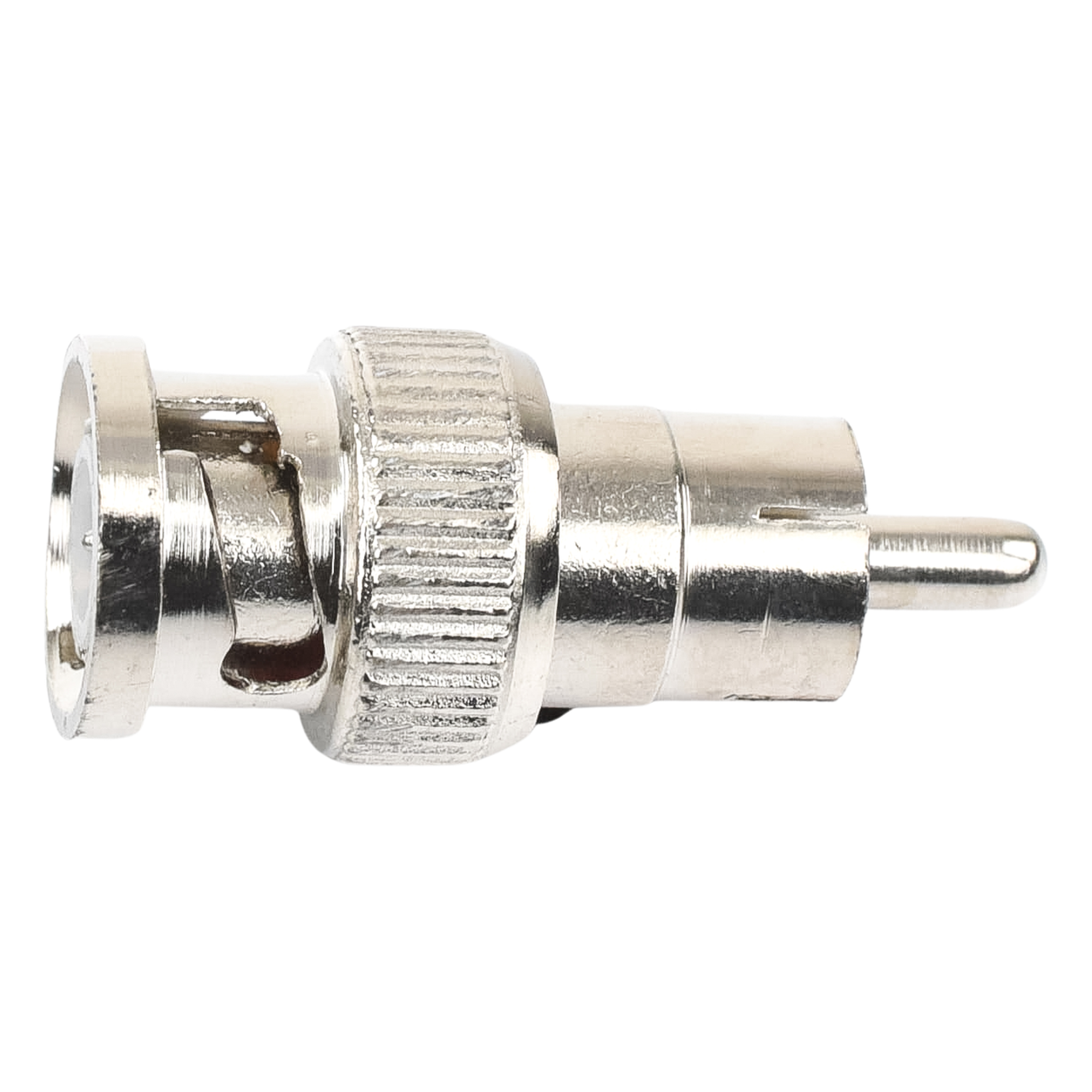 Adaptador en Línea / BNC Macho a RCA Macho / 75 Ohm / 13.9x35 mm / RG-59 y RG-6