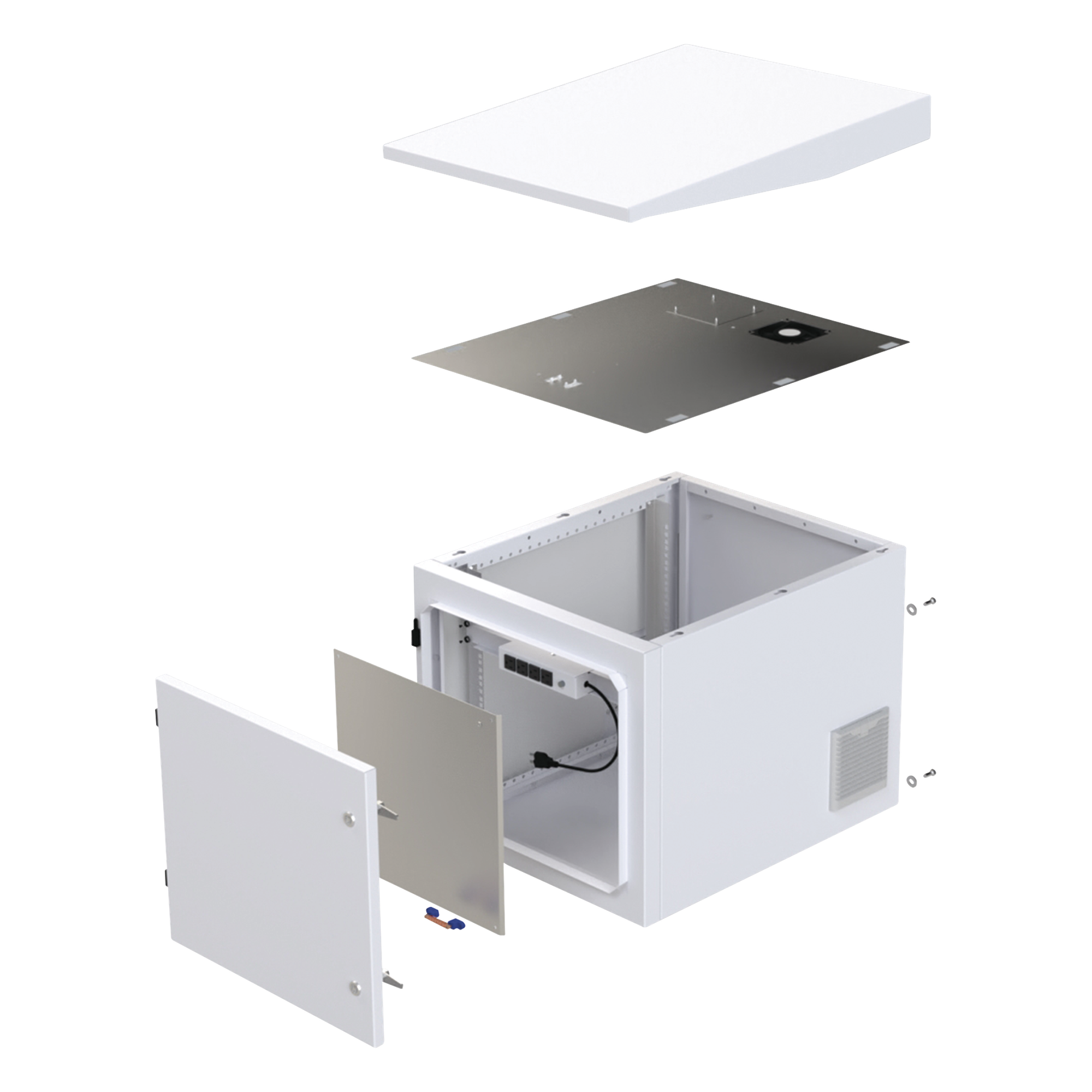 Gabinete Exterior para Rack / 9 UR / Profundidad 705 mm (2.3 ft) / IP54 / Acero Calibre 18 / Ventilador y Termostato / Aislante Poliuretano
