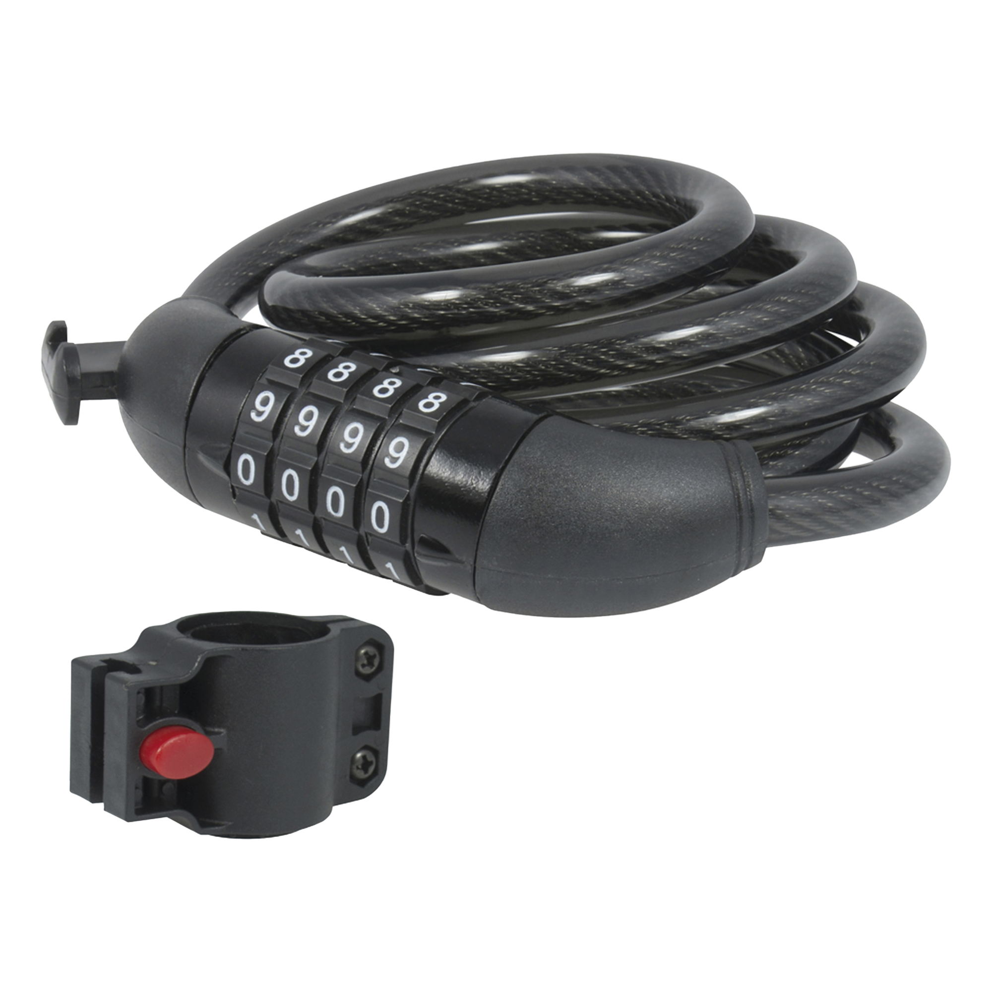Candado de Cable con Combinación / 4 Pines / 10,000 Códigos / Cable 120 cm (3.9 ft) / Nivel de Seguridad 3 / Acero Trenzado con PVC — LOCK · SKU SYS-15CN