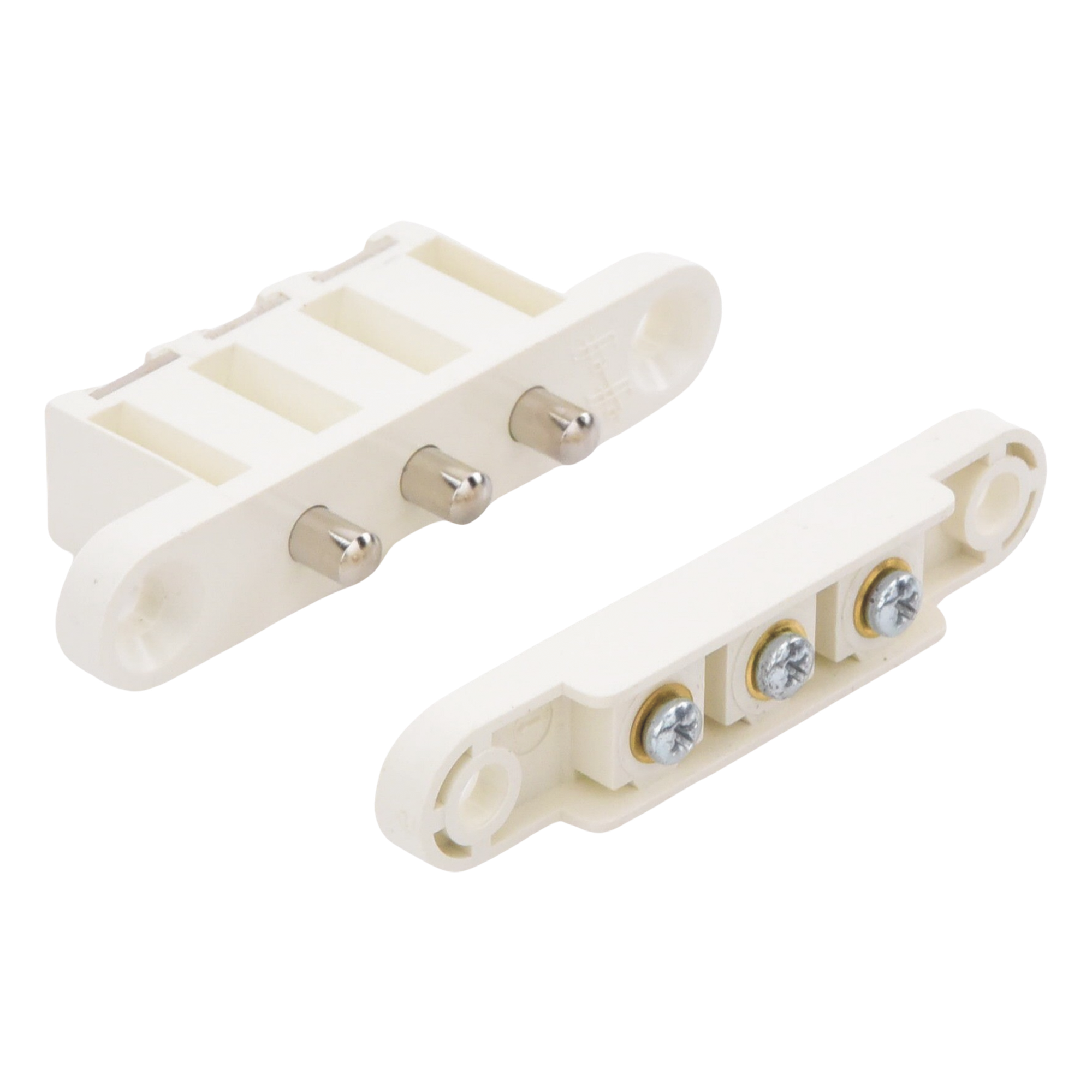 Contacto de transferencia / 3 pines / 1.5 A / 13 x 71 mm / Latón niquelado / Acabado blanco / 1/2' x 2-3/4'