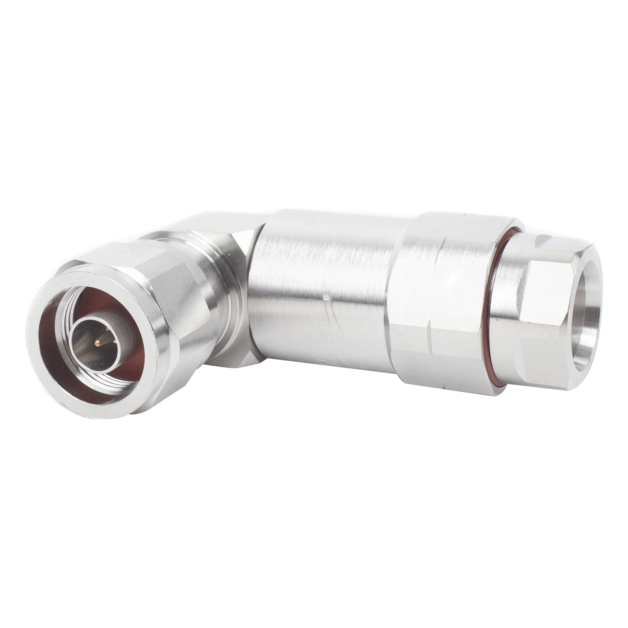 Conector RF N Macho / Ángulo Recto / IP68 / 50 Ω / 0–10200 MHz / Cable 1/2" (12.7 mm) / 500 Ciclos