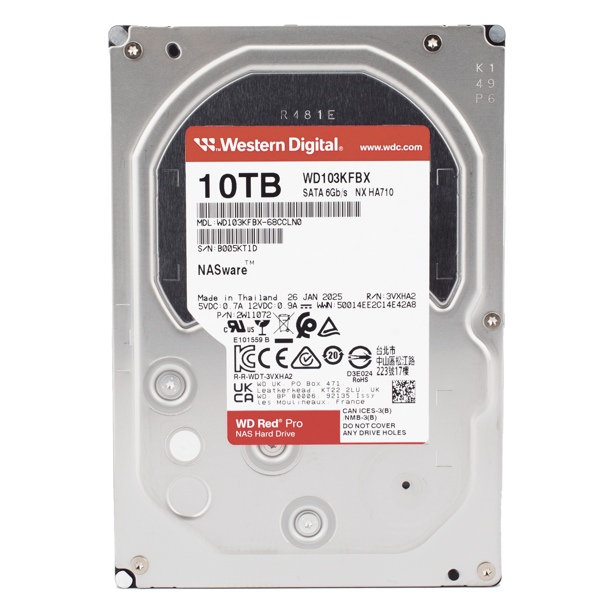 Disco Duro para NAS / 10 TB / 7200 RPM / SATA III 6 Gb/s / Caché 128 MB / Hasta 16 Bahías