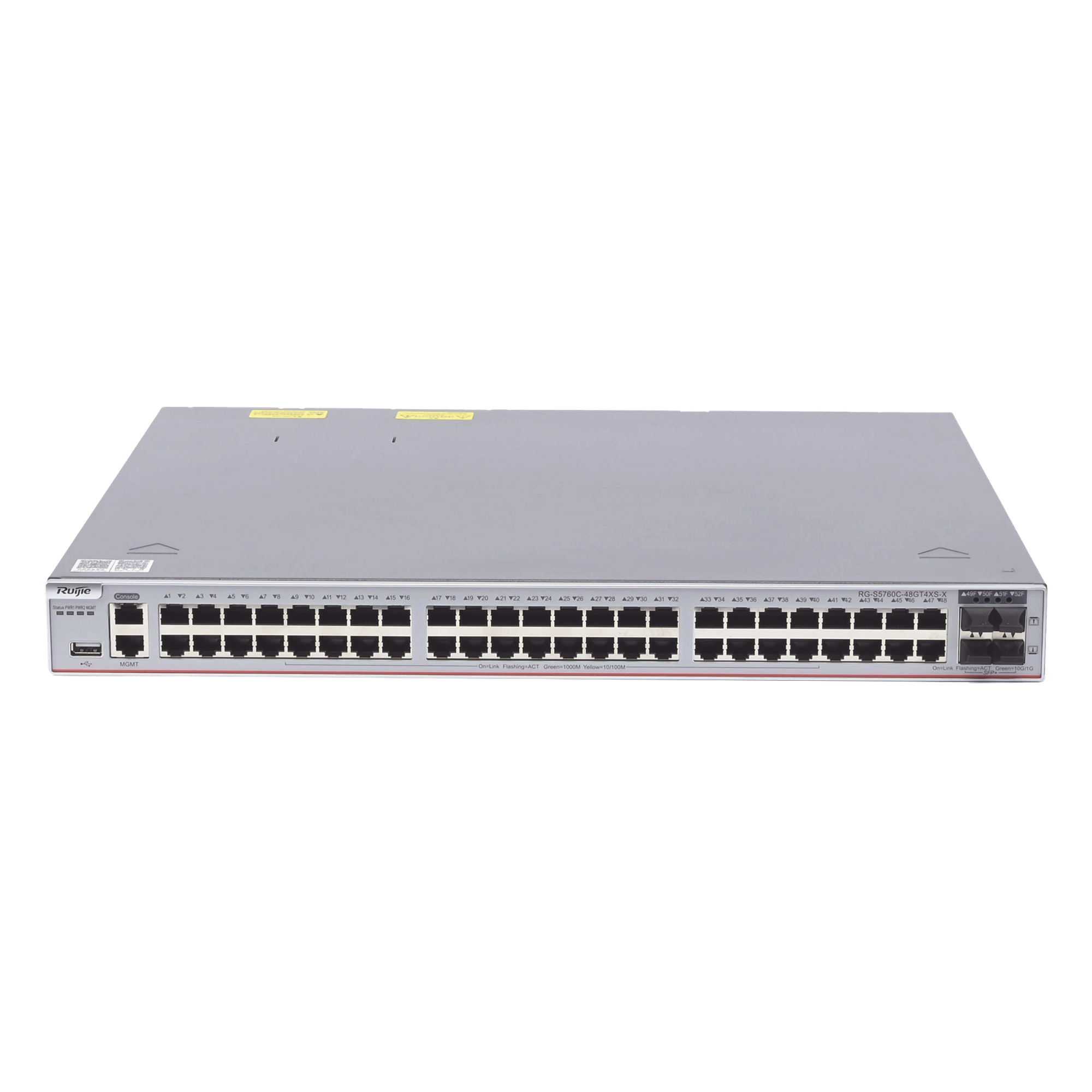 Switch Core Administrable Capa 3 / 48 Puertos Gigabit / 4 SFP+ 10Gb / Gestión en la Nube / Link Aggregation / IGMP Snooping — RUIJIE · SKU RG-S5760C-48GT4XS-X