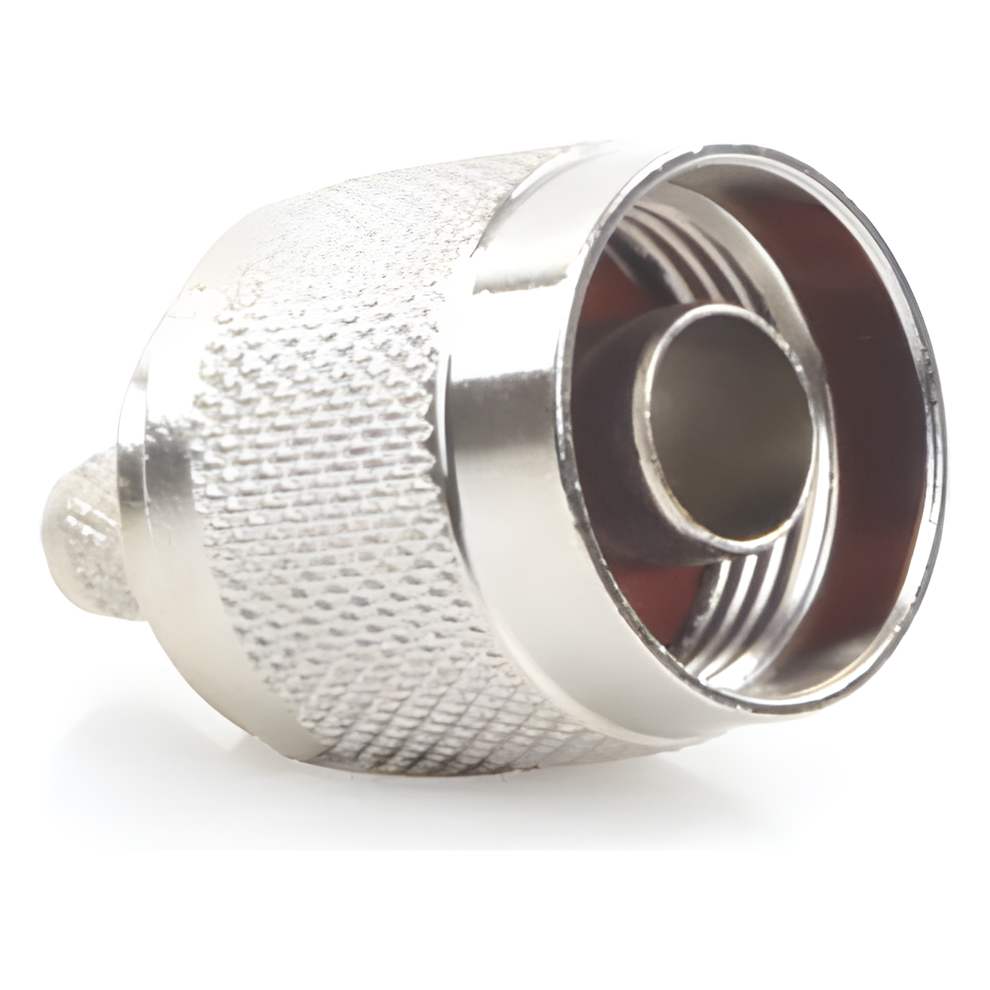 Conector N Macho / Anillo Plegable / 75 Ohm / RG-59 / Níquel-Oro-Teflón / Montaje en Línea