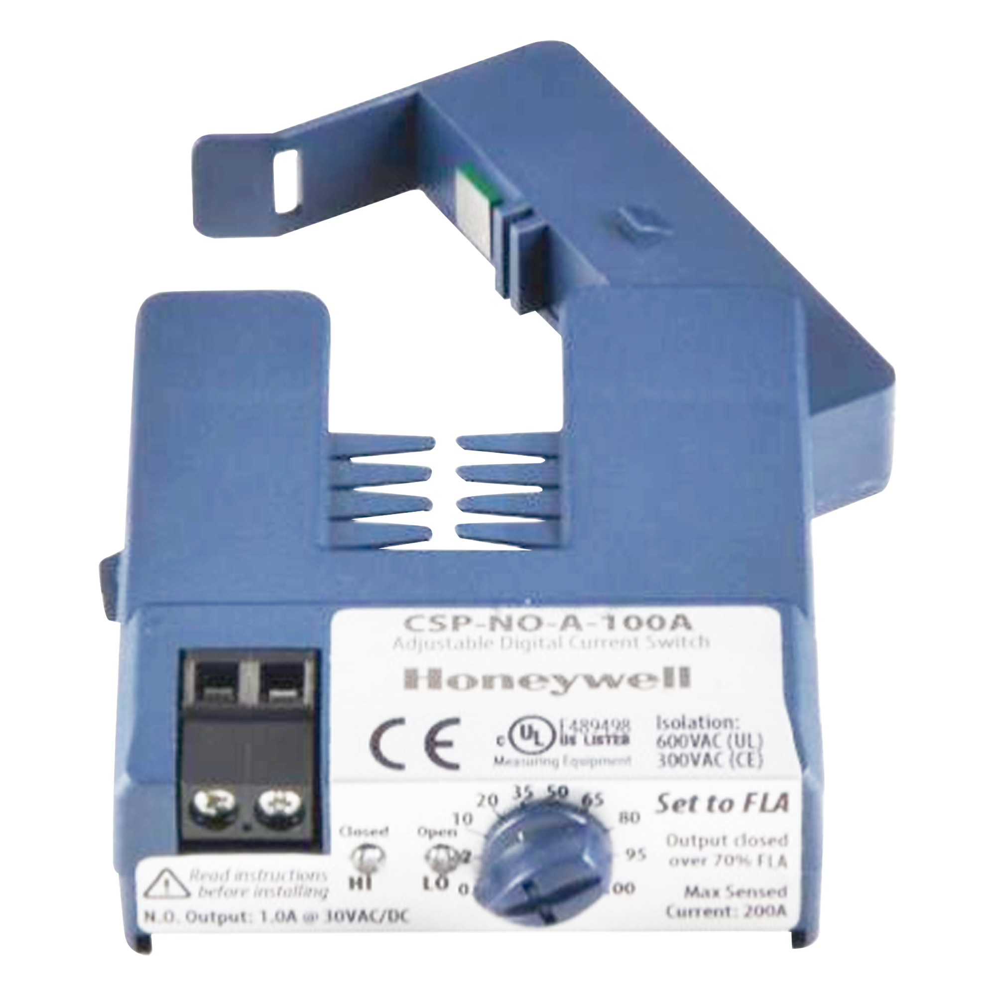 Interruptor de Corriente de Núcleo Dividido / Umbral Preajustado / Rango 0.50 a 100 A / Detección de Fallas en Motores y Bombas — HONEYWELL BMS · SKU CSP-NO-A-100A