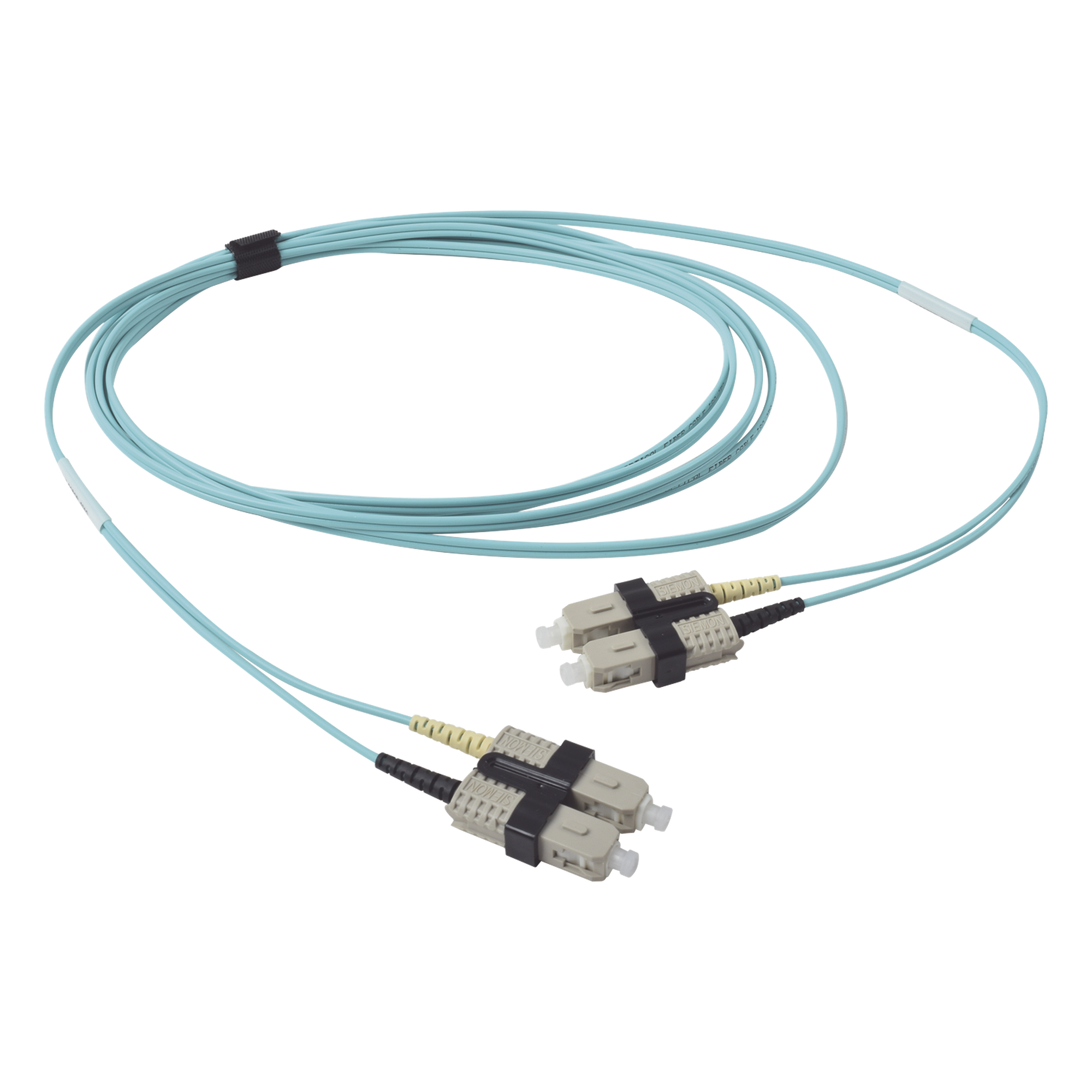 Jumper de Fibra Óptica / Multimodo 50/125 OM3 / SC-SC Duplex / OFNR / Aqua / 3 Metros (9.84 Pies) — SIEMON · SKU FJ2-SCSC5L-03AQ