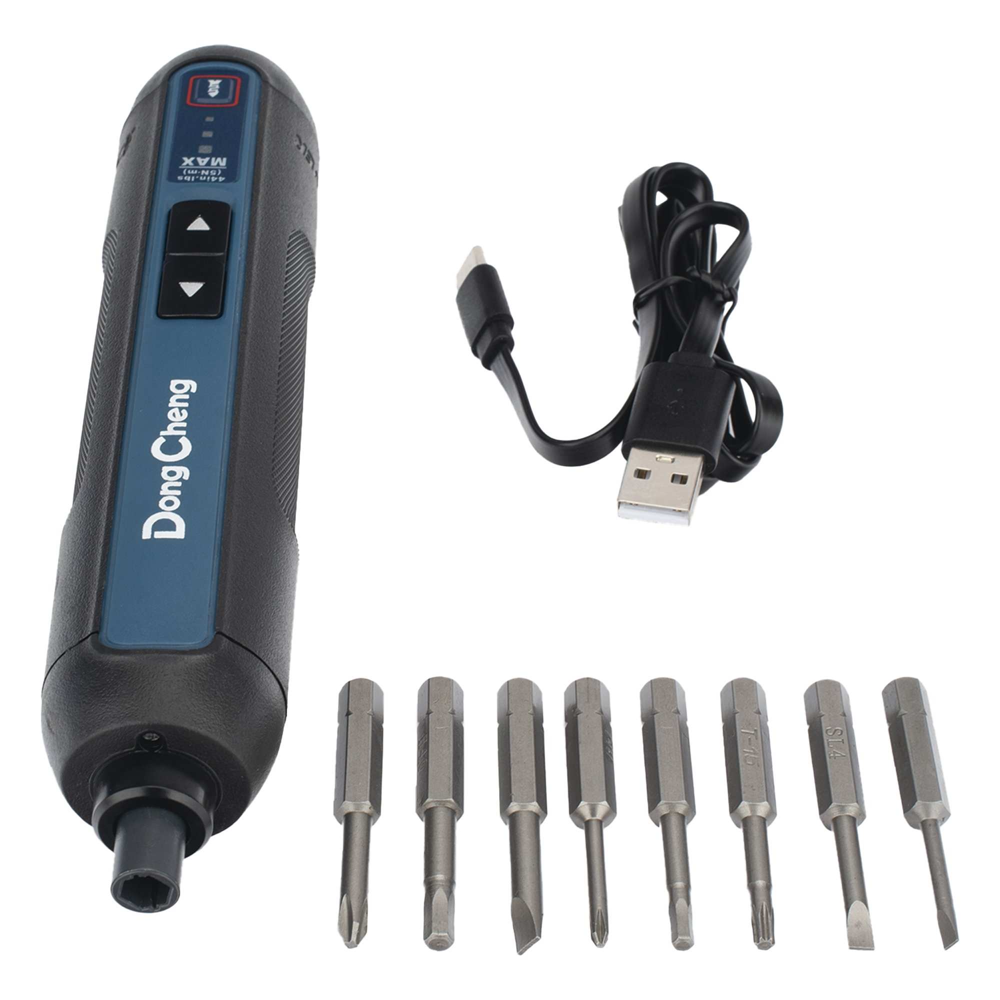 Destornillador Inalámbrico Recargable 4V / Batería 2.0Ah / Par Máximo 5.0 Nm / Portabrocas Hexagonal 1/4 in / 8 Puntas Magnéticas con Estuche