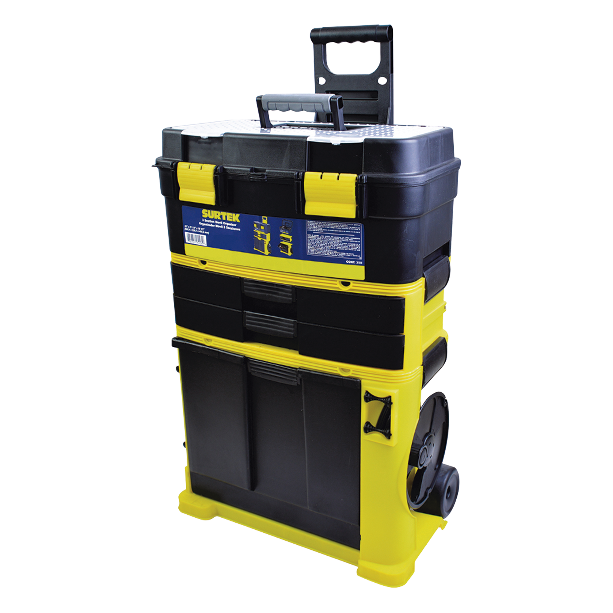 Organizador móvil 3 secciones plástico — SURTEK · SKU SYS-125105