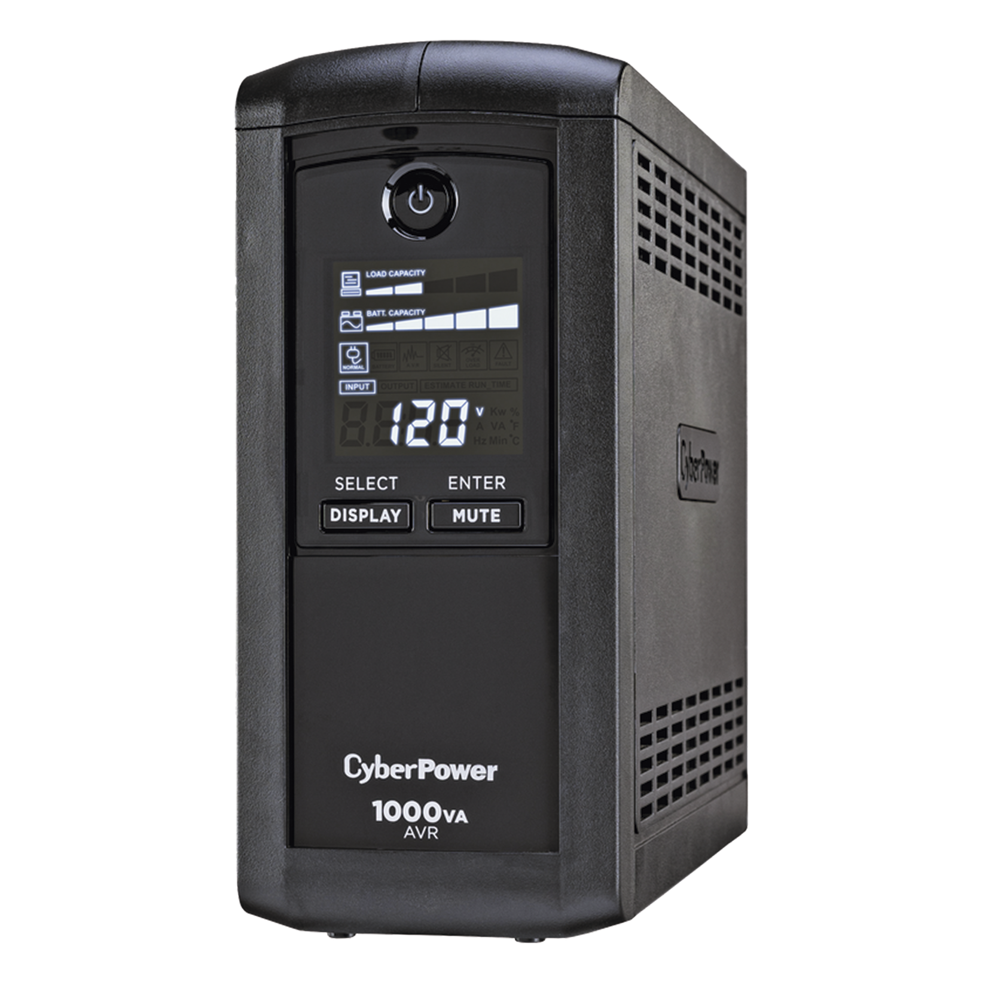 UPS de 1000 VA / 600 W / Topología Línea Interactiva / 9 Tomas NEMA 5-15R / AVR / Pantalla LCD / Supresión 1080 J