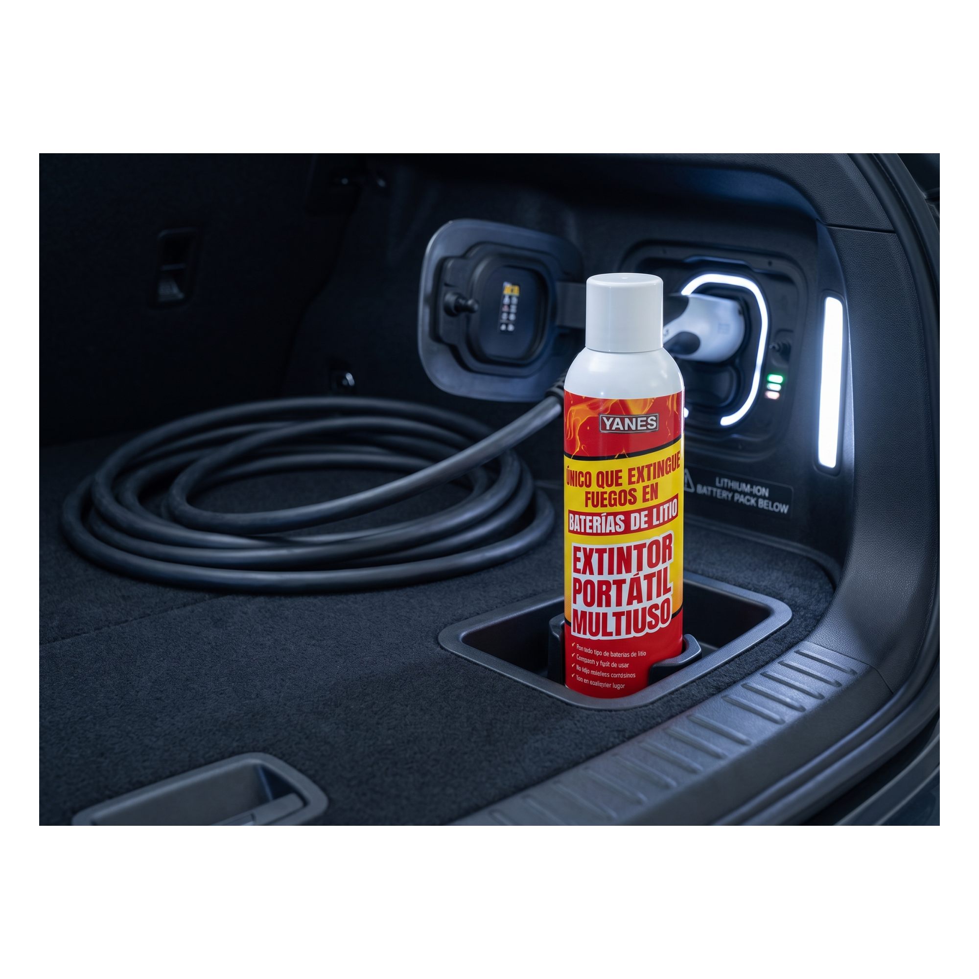 Extintor Aerosol Portátil / 250 ml / Descarga 35 s / Alcance 2 m (6.6 ft) / Clases A, K y Li / Sin Flúor ni PFAS