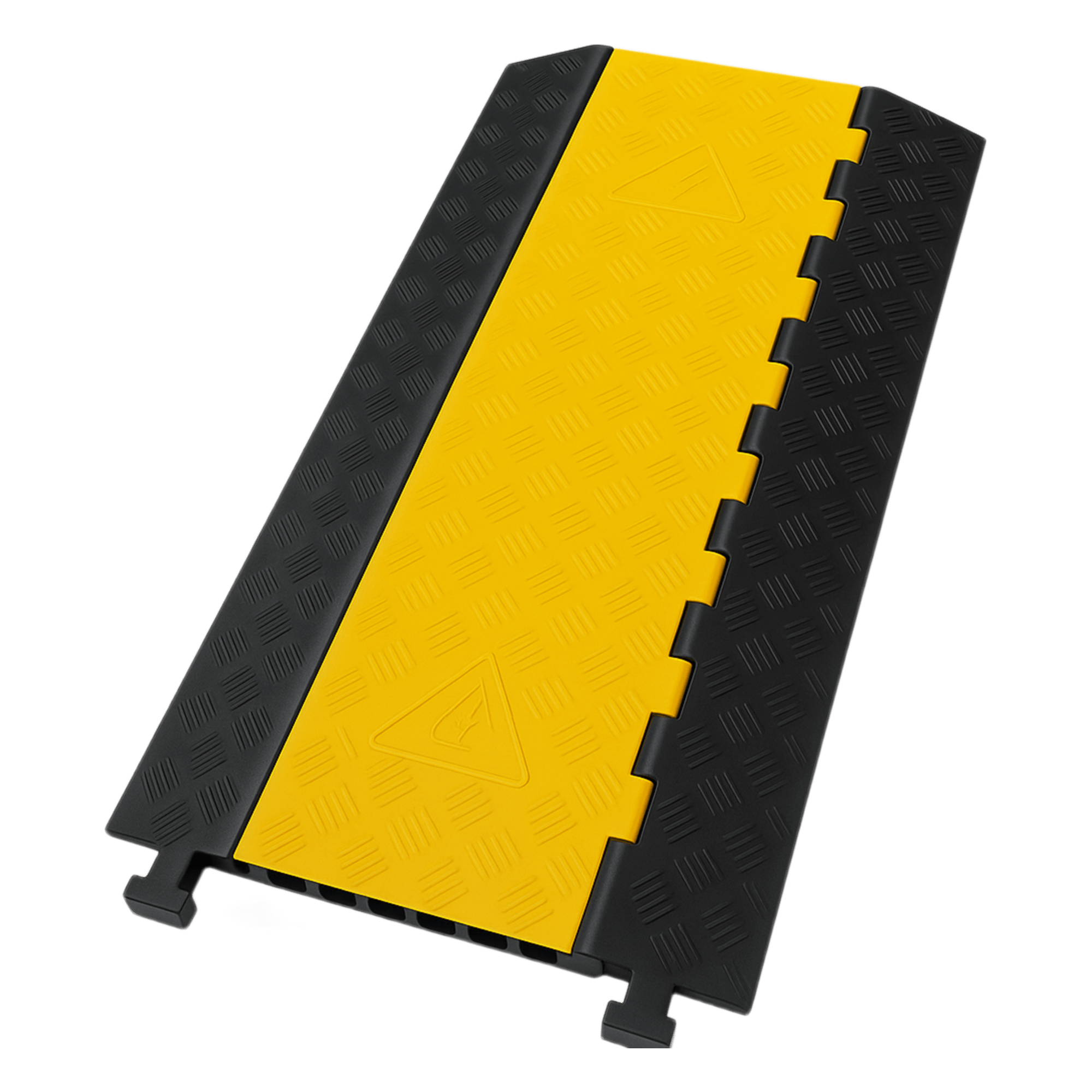 Protector de Cable / 3 Canales 56x55 mm / Carga 6.1 Toneladas / 90 cm (2.95 ft) Largo / Hule y Plástico / Amarillo-Negro — ACCESSPRO · SKU AC-903CV