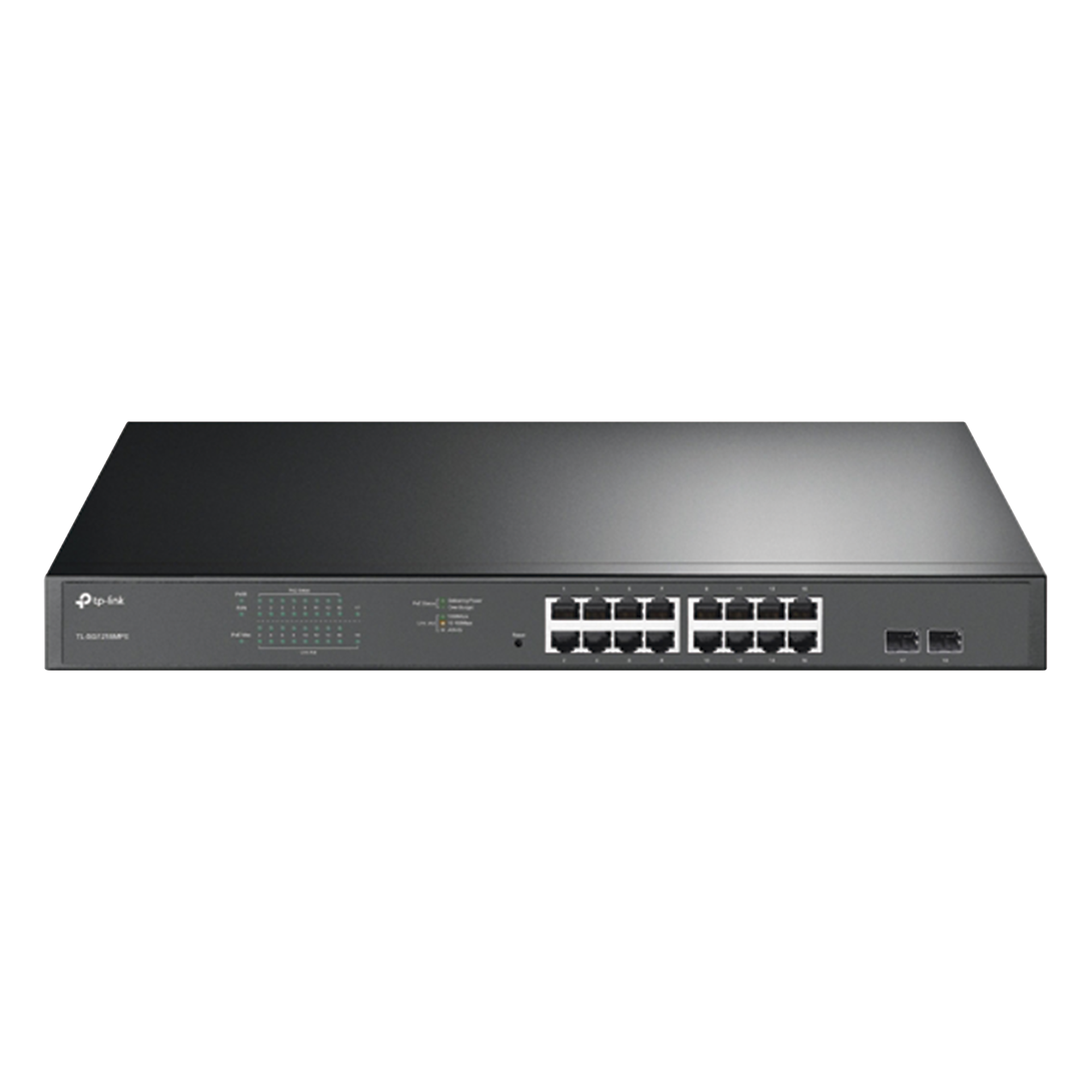 Switch PoE / 16 Puertos Gigabit / 2 SFP / 192W / 34 VLANs / 23.8 Mpps — TP-LINK · SKU TL-SG1218MPE