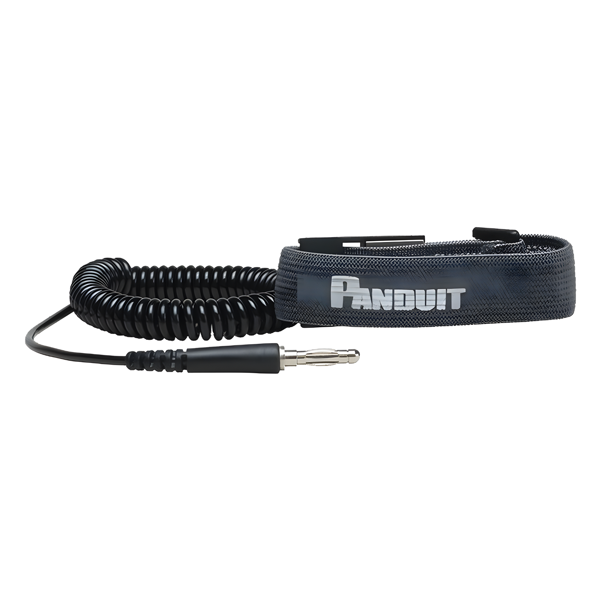 Pulsera Anti ESD / Tela Ajustable / Cable Espiral 1.82 m (6 ft) / Resistencia 1 MΩ / Broche 4 mm — PANDUIT · SKU RGESDWS
