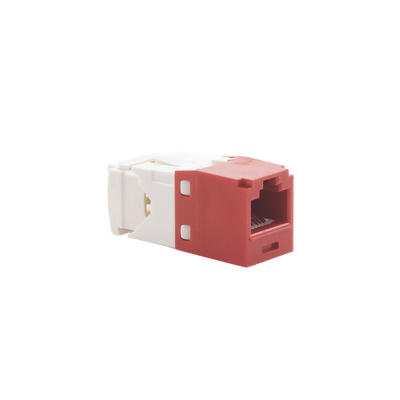 Conector Jack RJ45 Estilo TG, Mini-Com, Categoría 6, de 8 Posiciones y 8 Cables, Color Rojo