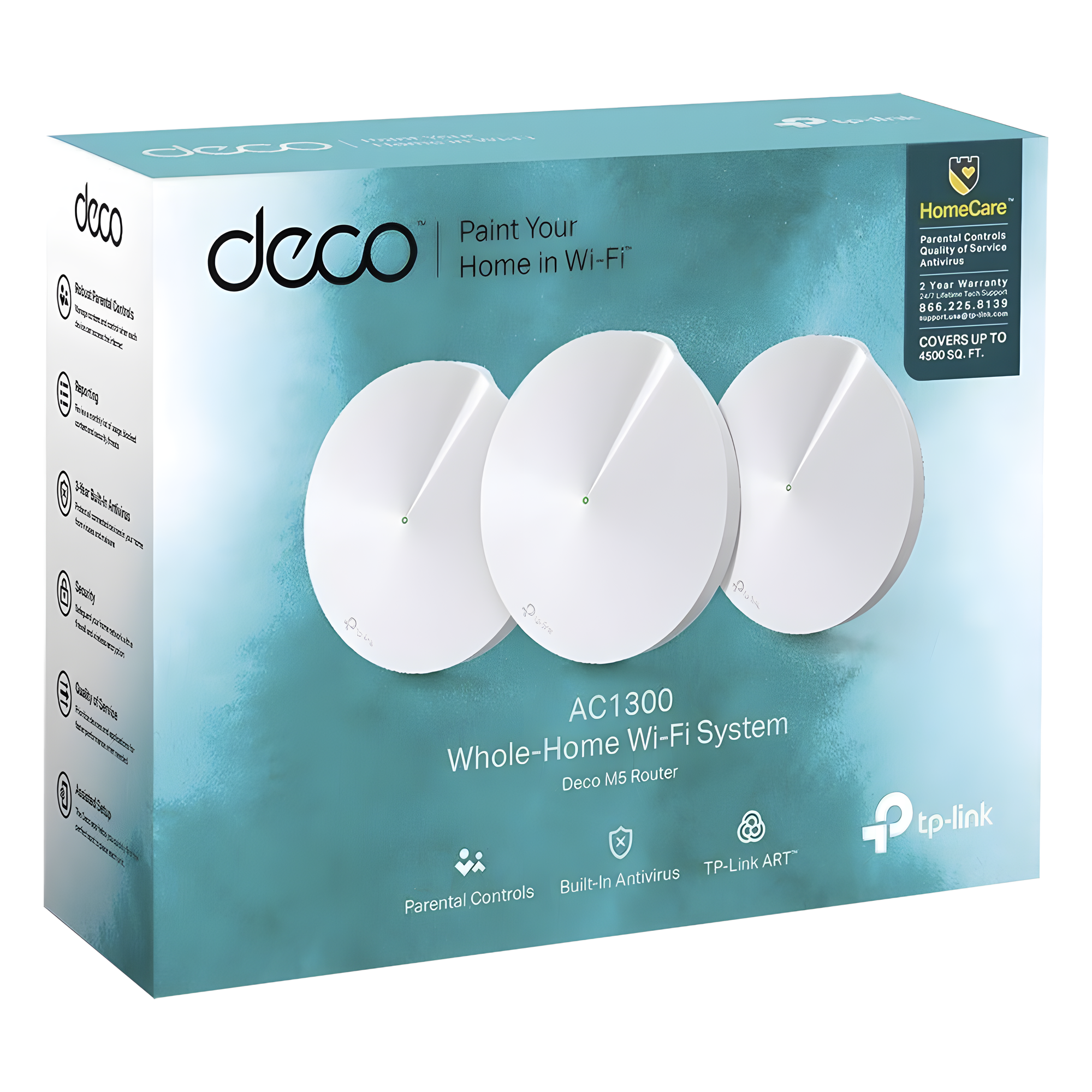 Kit Mesh Wi-Fi 5 / AC1300 Mbps / 2 Puertos Gigabit WAN/LAN / 4 Antenas Internas MU-MIMO / App Deco iOS/Android / HomeCare — TP-LINK · SKU DECOM5-3PACK