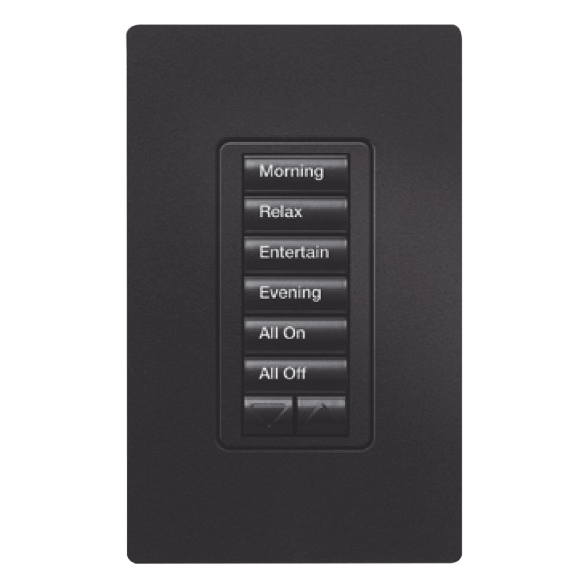 Teclado Híbrido de Pared / 6 Botones Programables / Atenuador Integrado 450 W / Control RF 431-437 MHz / Acabado Midnight — LUTRON ELECTRONICS · SKU RRDHN6BRLMN