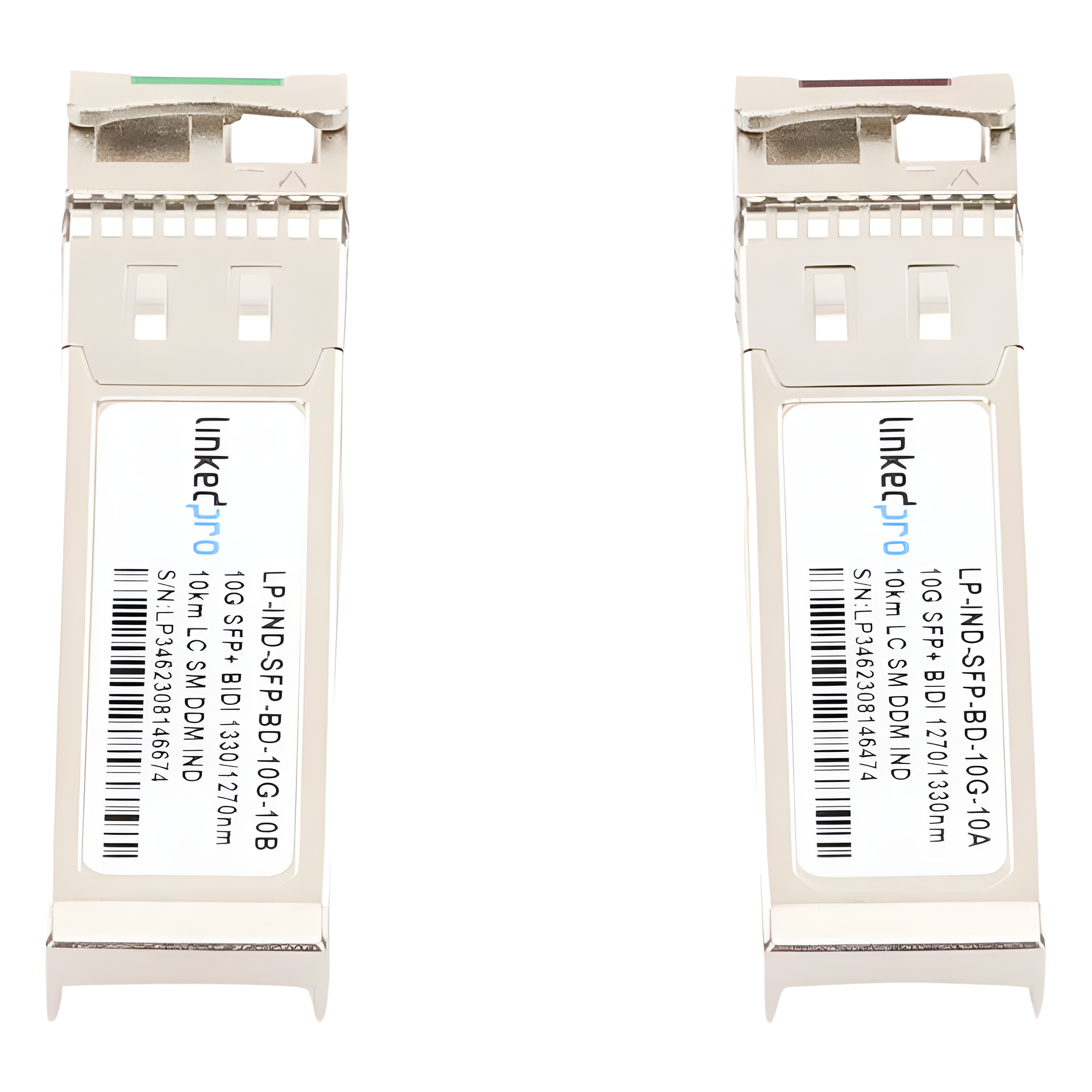 Transceptor SFP+ Industrial / 10 Gbps / Monomodo Bidireccional 1270 & 1330 nm / LC/UPC Simplex / DDM / 10 km (32,808 ft) / 2 Piezas