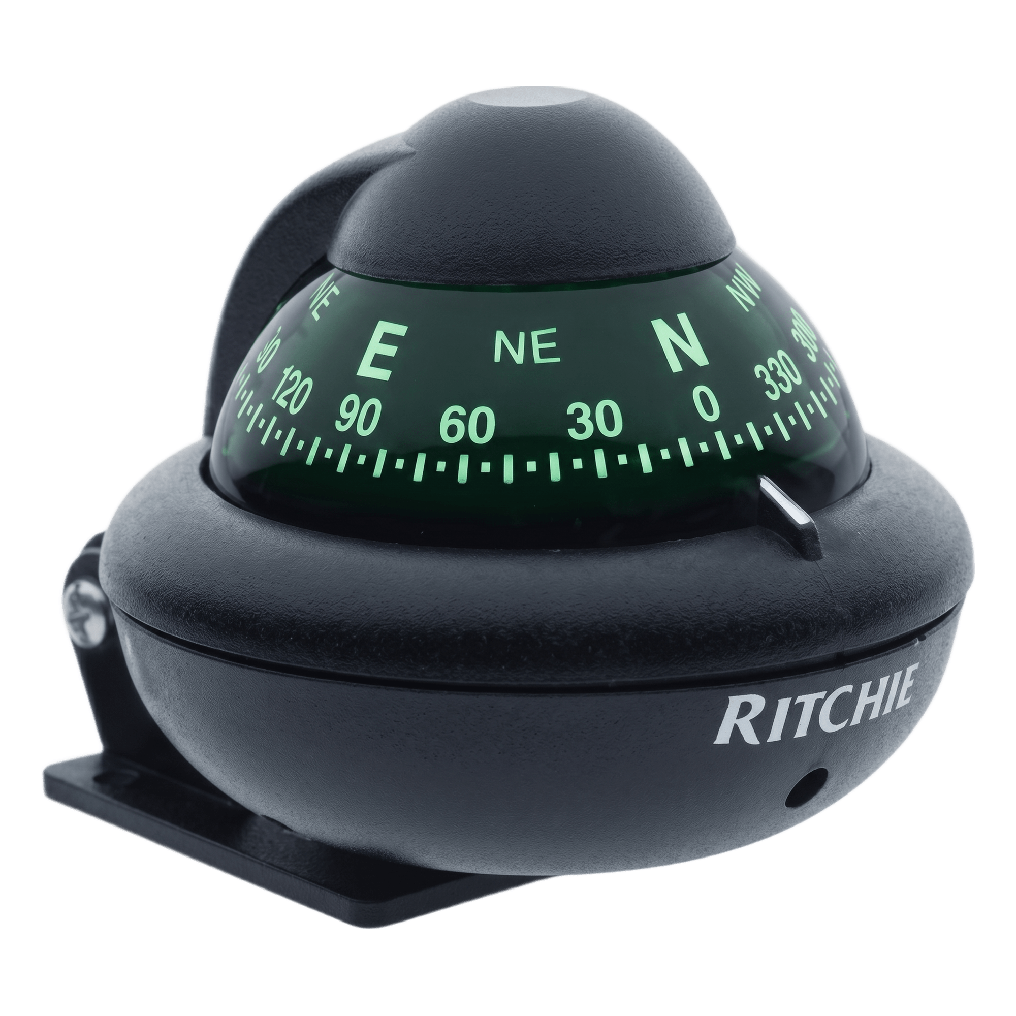 Brújula de Navegación Marina / Dial Directo 2" (51 mm) / Montaje Reversible 300° / Iluminación Nocturna Verde / Compensación Magnética — RITCHIE · SKU X-10B-M