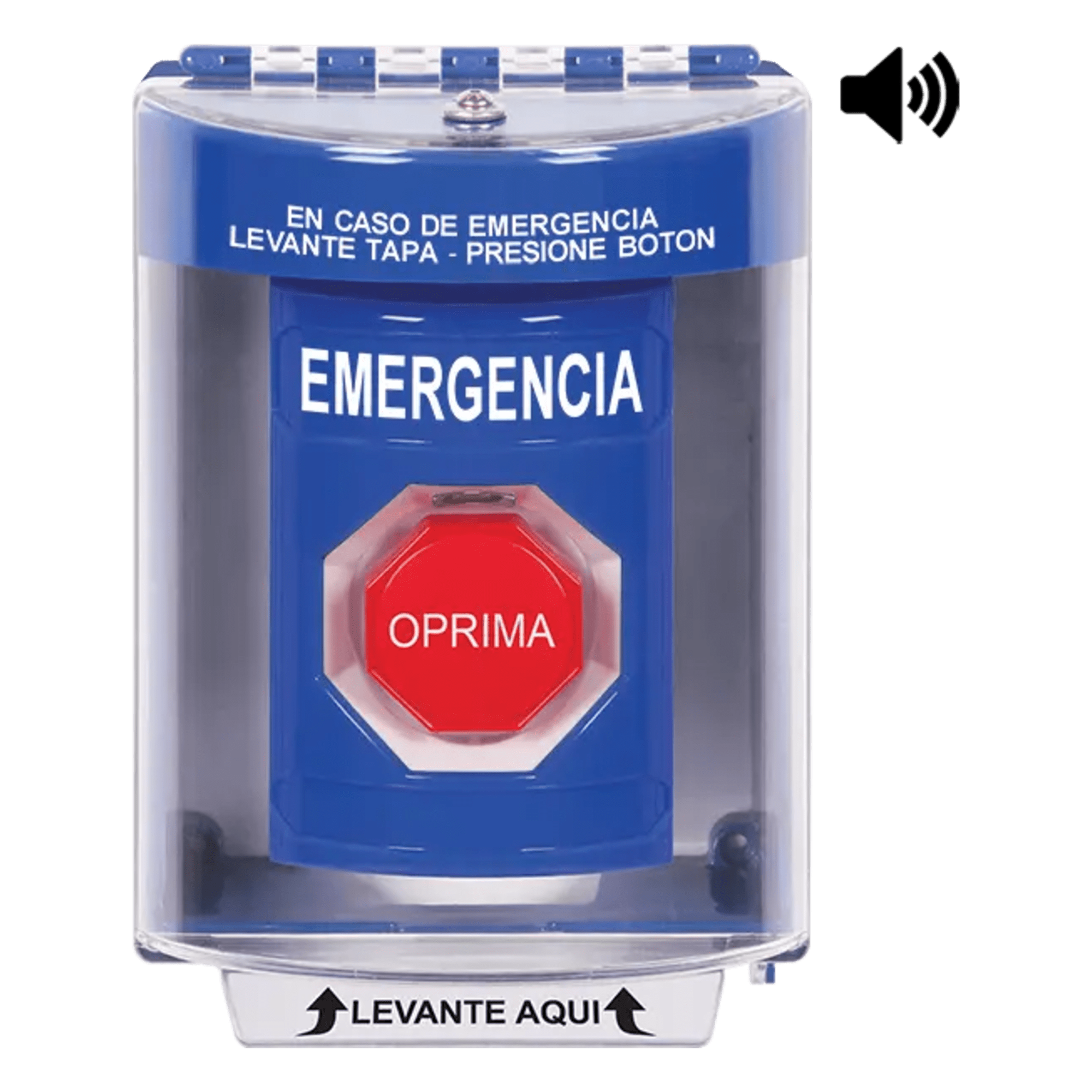 Botón Multipropósito de Emergencia / Superficie con Espaciador / 2 Relés C/NO-NC 10 A @ 250 VCA / Tapa de Policarbonato / Bocina Prealarma / ADA / -40 °C a 121 °C — STI · SKU SS2482EM-ES