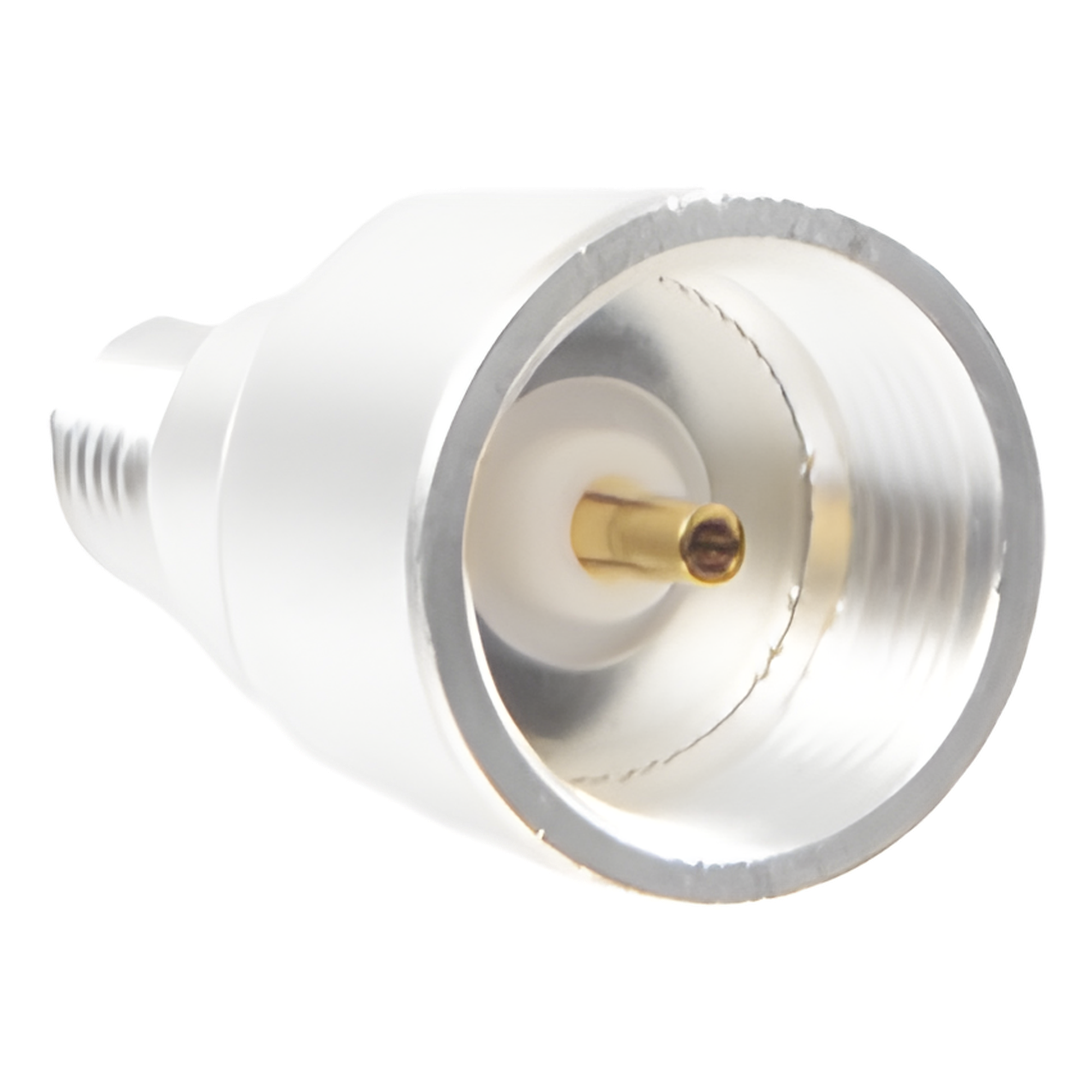 Adaptador Coaxial / Conector SMA Hembra Inverso / Construcción Bronce Plata-Oro / Dieléctrico Teflón / Diseño Universal Combinable — RF INDUSTRIES,LTD · SKU PT-4000-134