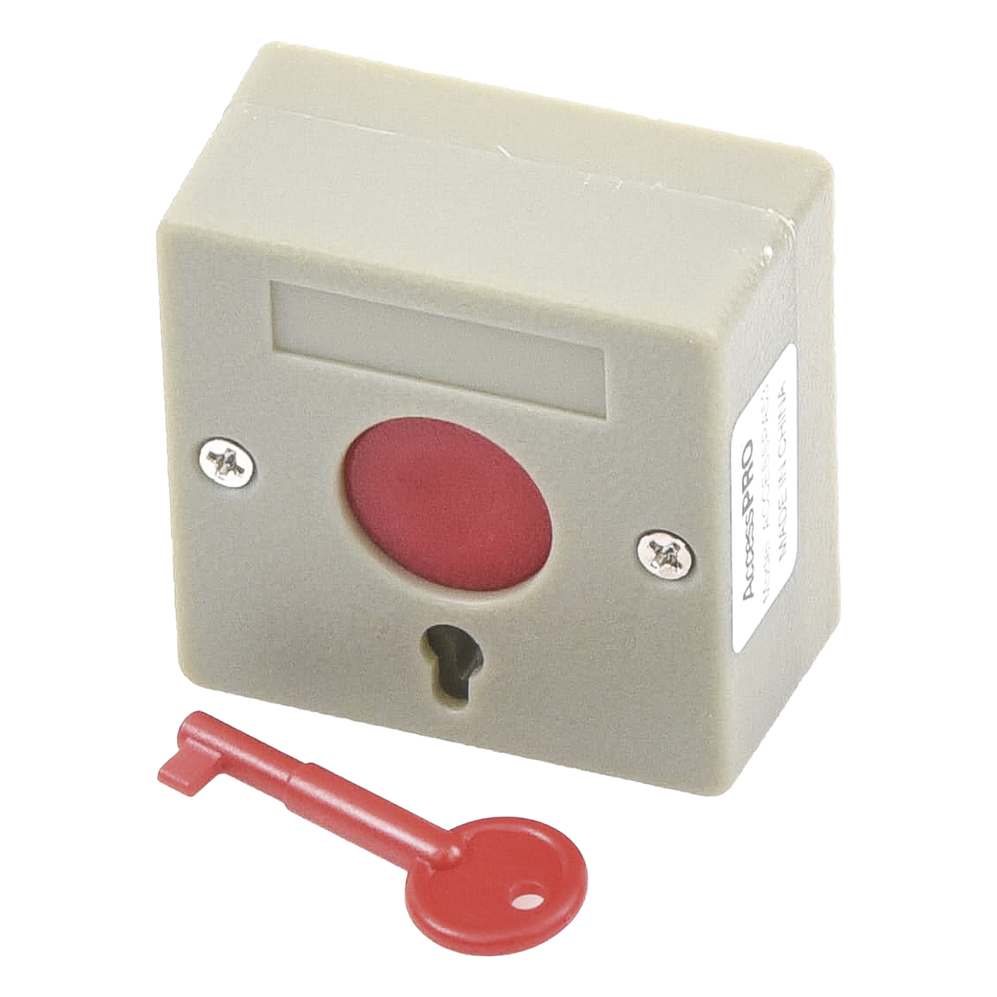 Botón de Pánico / Restablecimiento con Llave / Contactos NO/COM/NC 3A/24VDC / Material Ignífugo / 53x53x27 mm — ACCESSPRO · SKU ACCESSPA53
