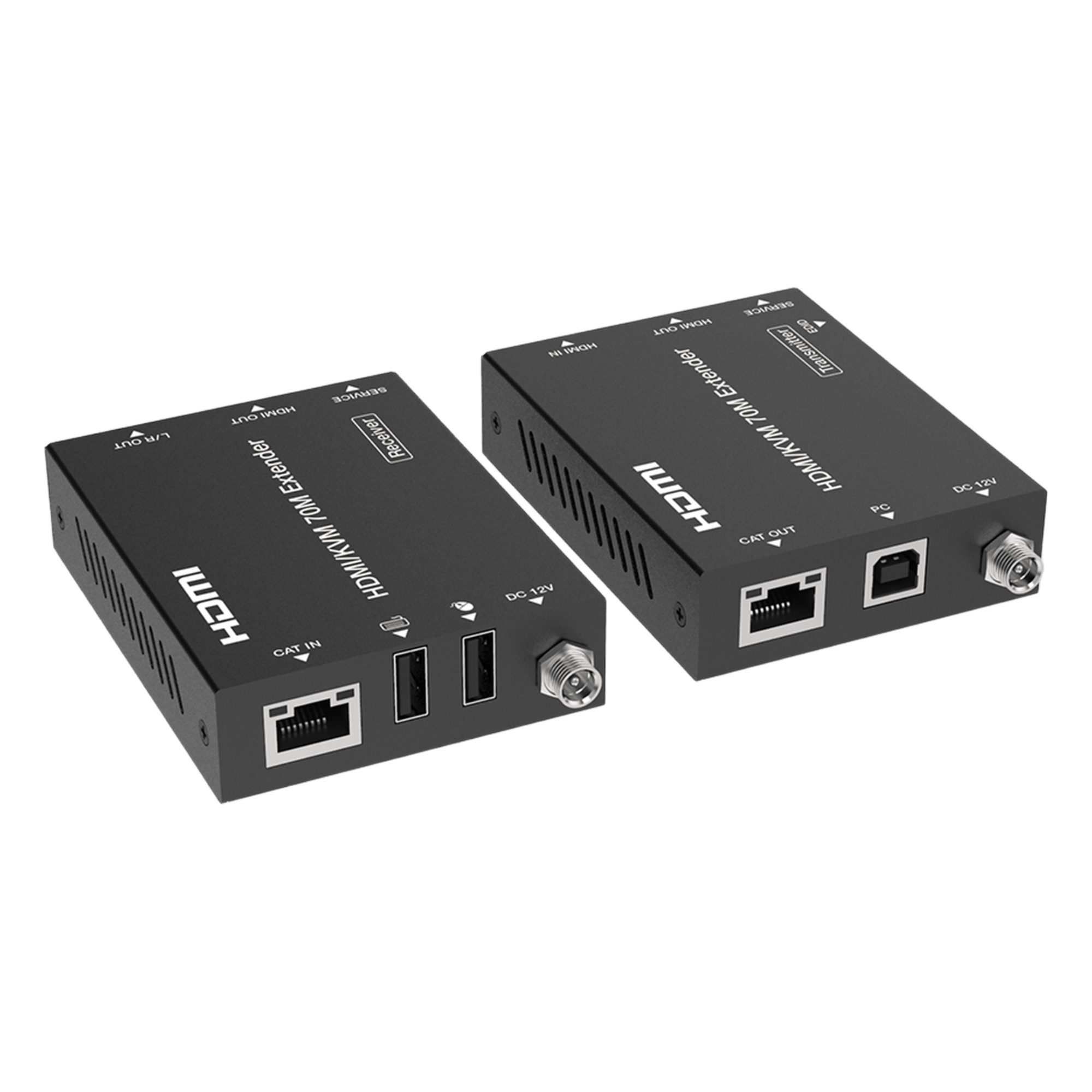 Extensor HDMI con KVM / 4K2K@60Hz / 4:4:4 / 18 Gbps / 70 m (229.7 ft) / HDR / PoC Bidireccional / USB 1.1 / Audio 3.5mm — EPCOM PROAUDIO · SKU EPC-EDB70K