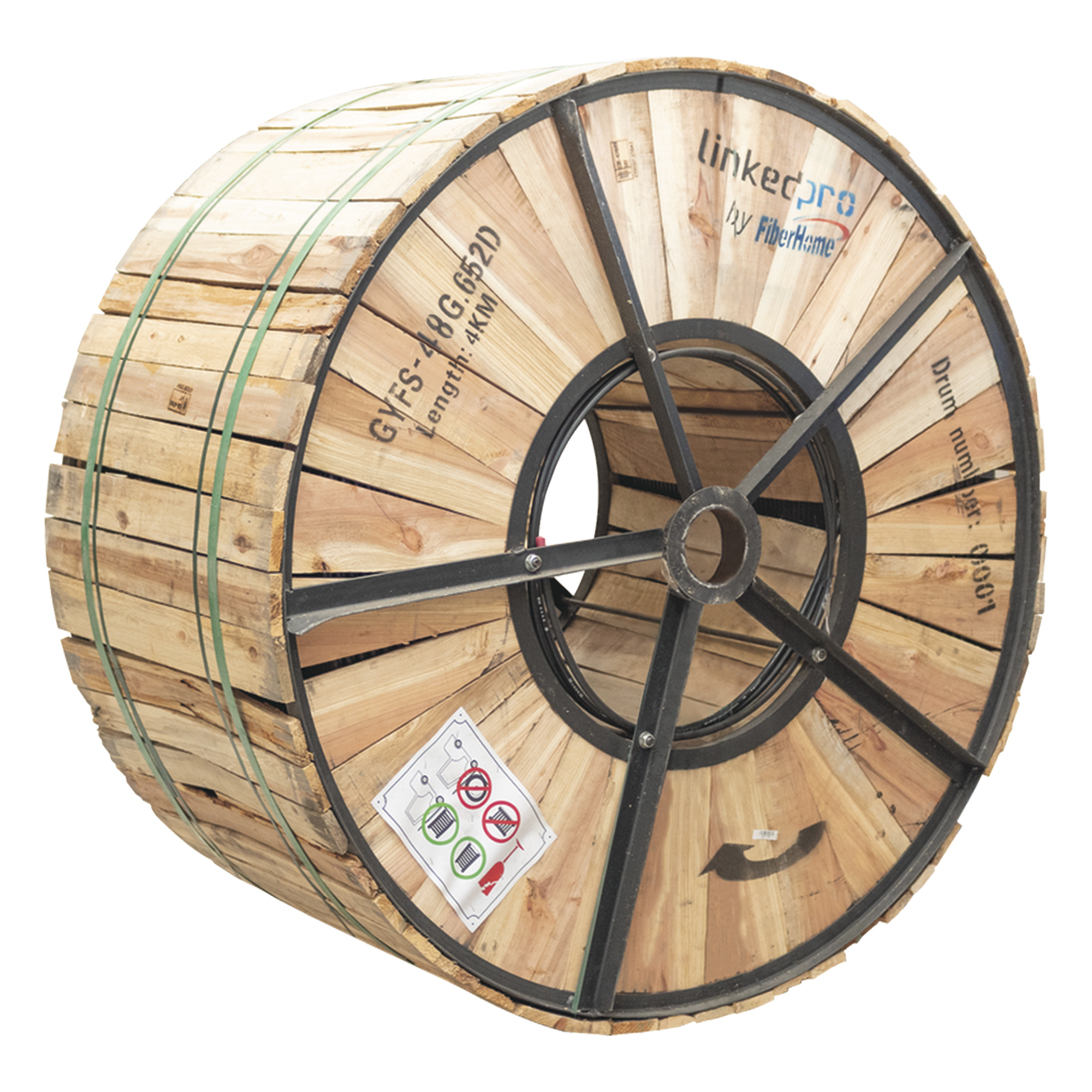Carrete de Fibra Óptica / 4 km / 48 Hilos / Monomodo G.652D / Armada / Loose Tube / 13,123 ft — LINKEDPRO BY FIBERHOME · SKU GYFS-48C/4KM