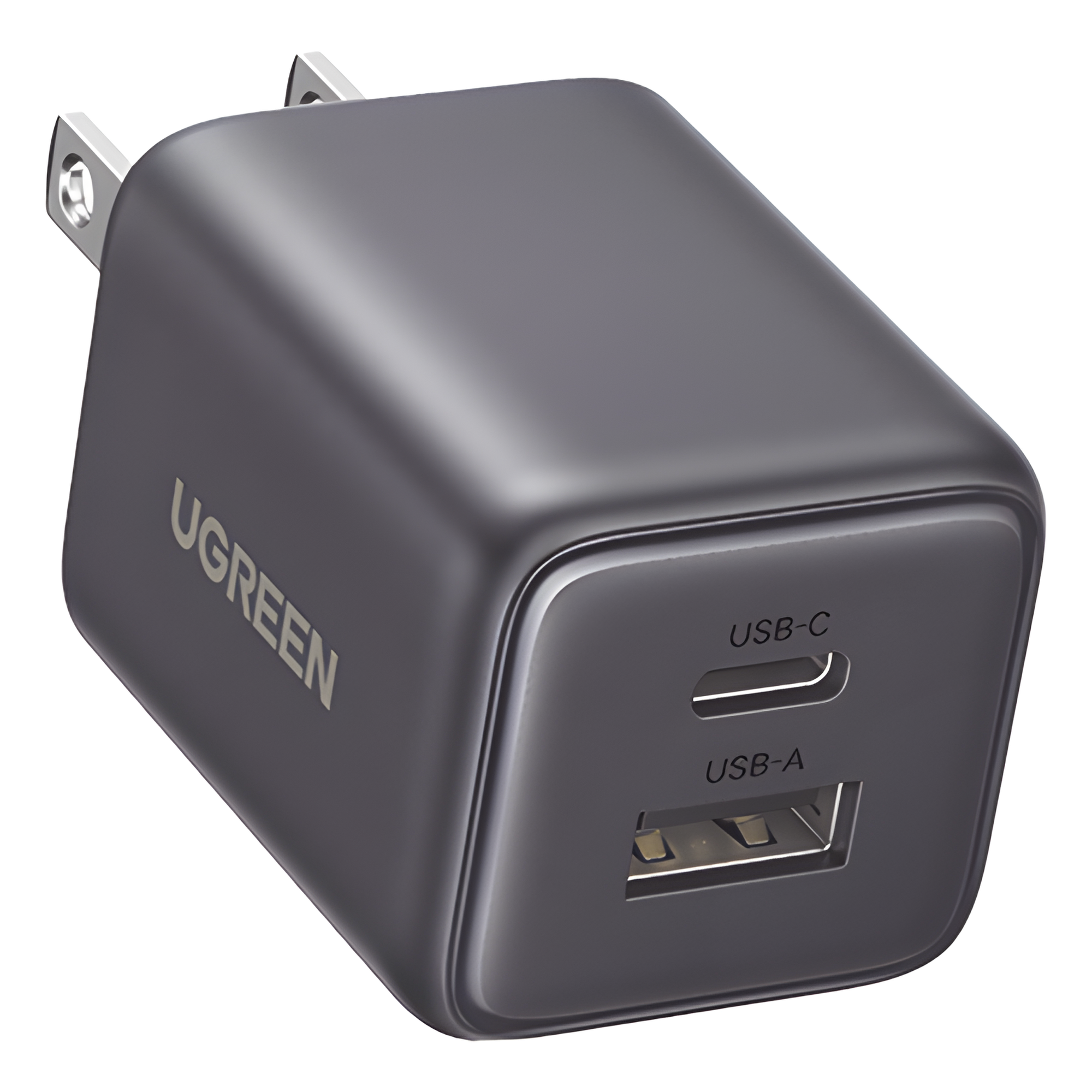 Cargador Rápido GaN / 20 W / Dual Puerto USB-C PD + USB-A QC 3.0 / Ultracompacto 43 x 33.6 x 32 mm — UGREEN · SKU 55533