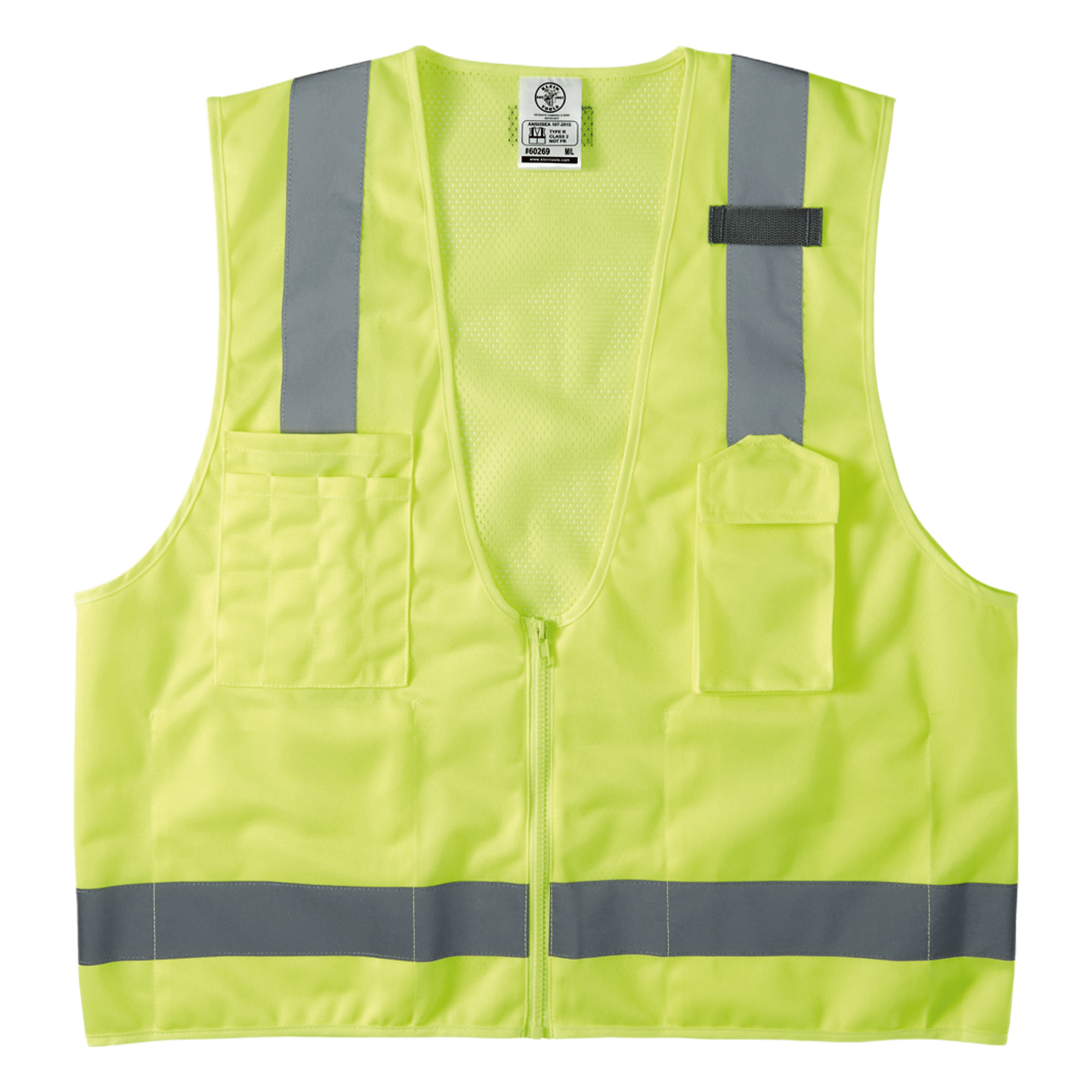 Chaleco de seguridad reflectante / Talla XL / ANSI/ISEA 107-2015 Tipo R Clase 2 / Pecho 44''-50'' (111,8-127 cm) / Amarillo alta visibilidad — KLEIN TOOLS · SKU 60268