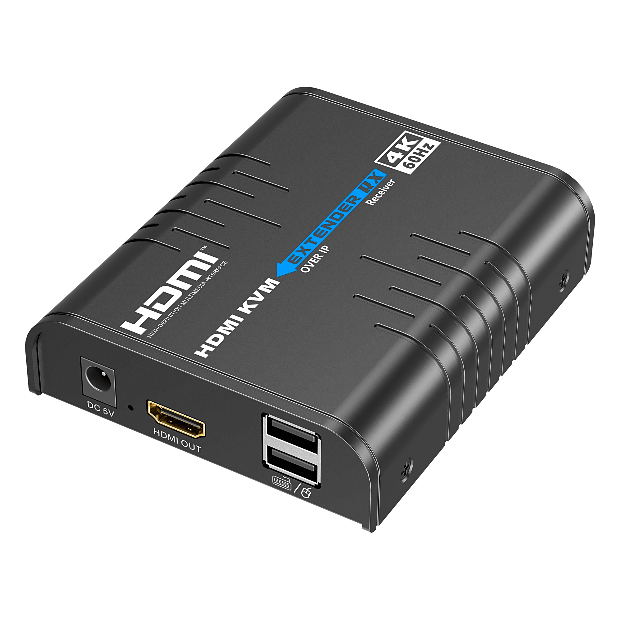 Receptor KVM HDMI / 4K 60 Hz / Extensión 120 m (393.7 ft) / 18 Gbps / IPColor Stream / USB HID / HDCP 2.2 — EPCOM TITANIUM · SKU TT473KVMRX