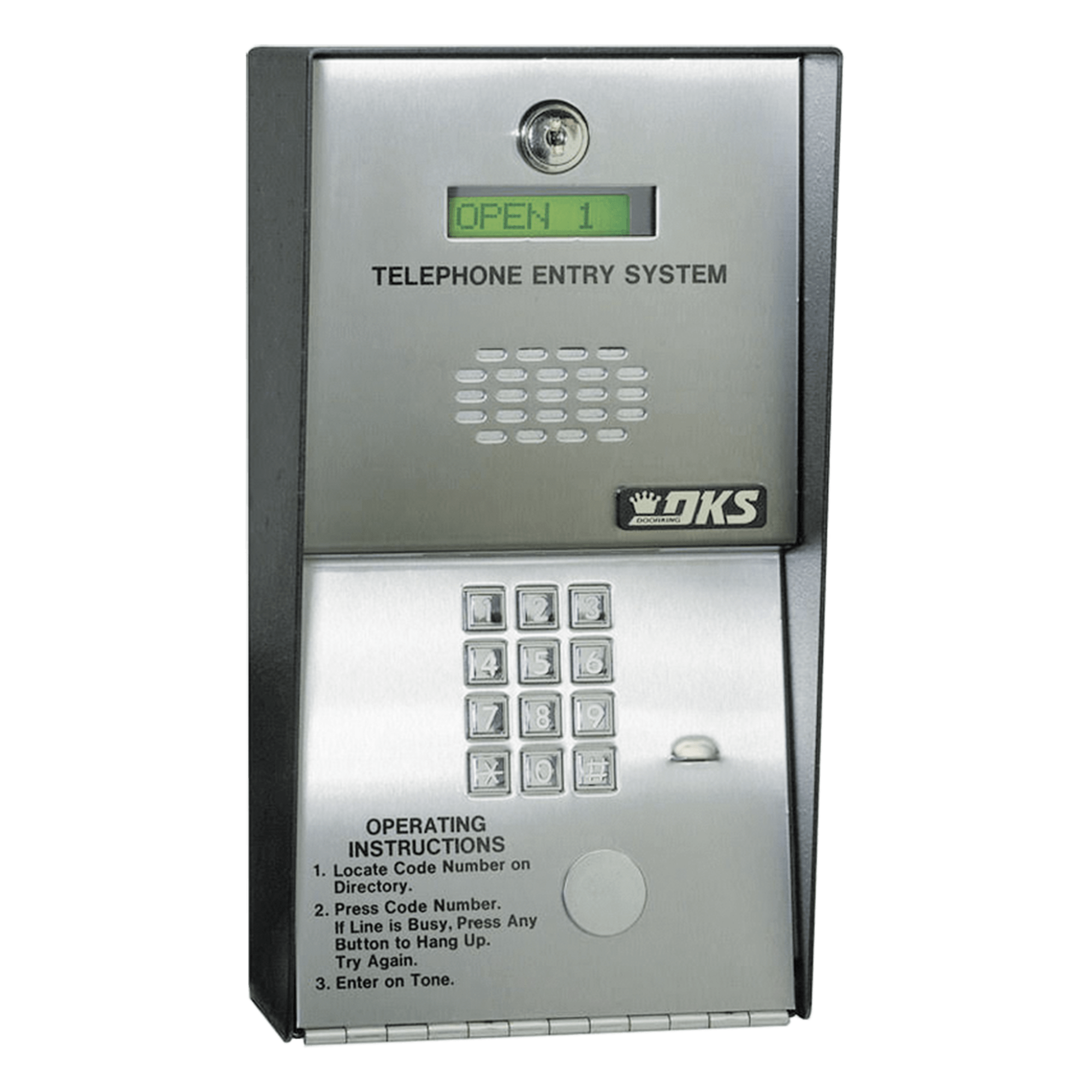 Audioportero Telefónico / 600 Números / 2 Puertas / 16 Dígitos / Línea Análoga o Digital / Montaje Sobreponer — DKS DOORKING · SKU 1802-082