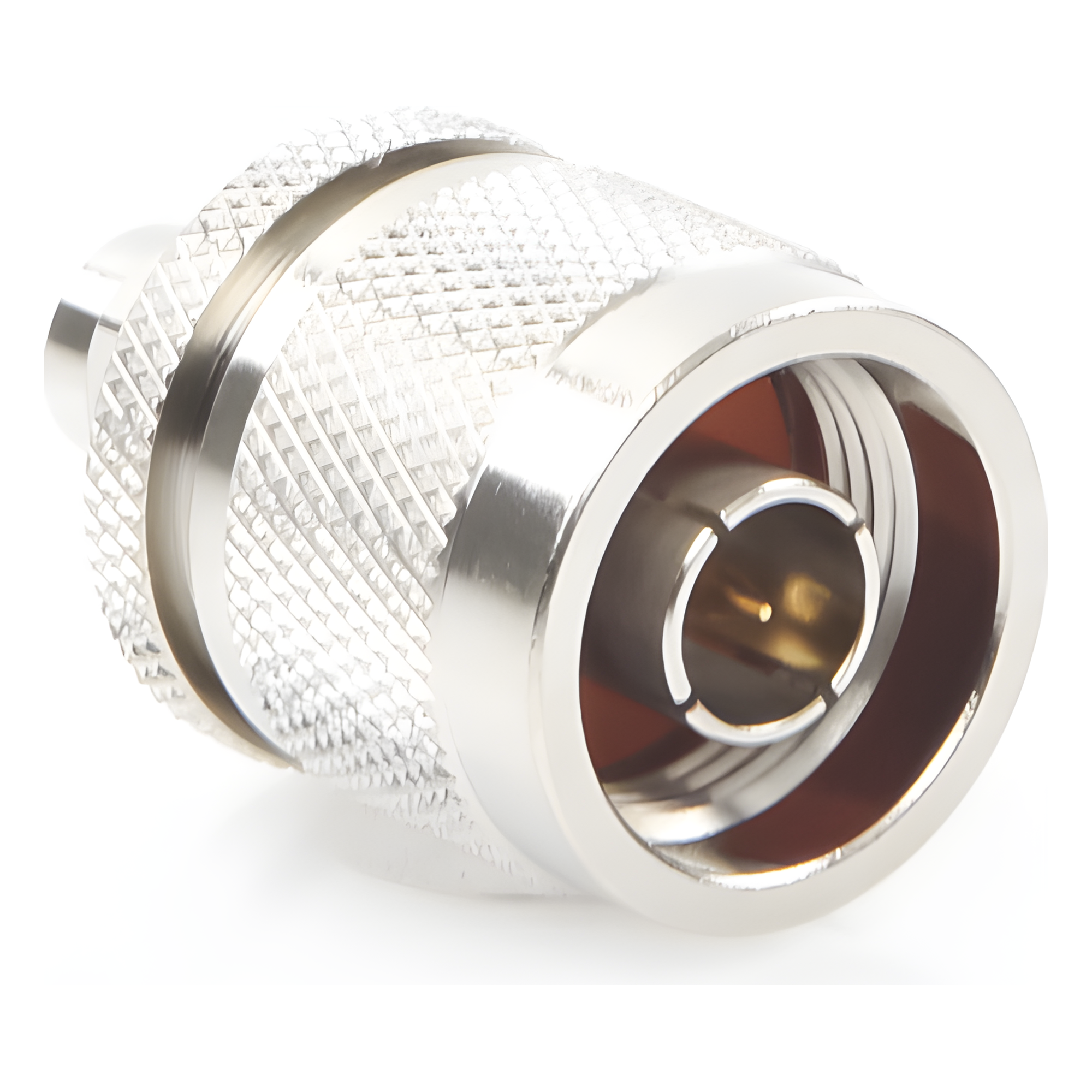 Adaptador Coaxial en Línea / SMA Macho a N Macho / Frecuencia 11 GHz / Cuerpo Bronce Niquelado / Aislante Teflón