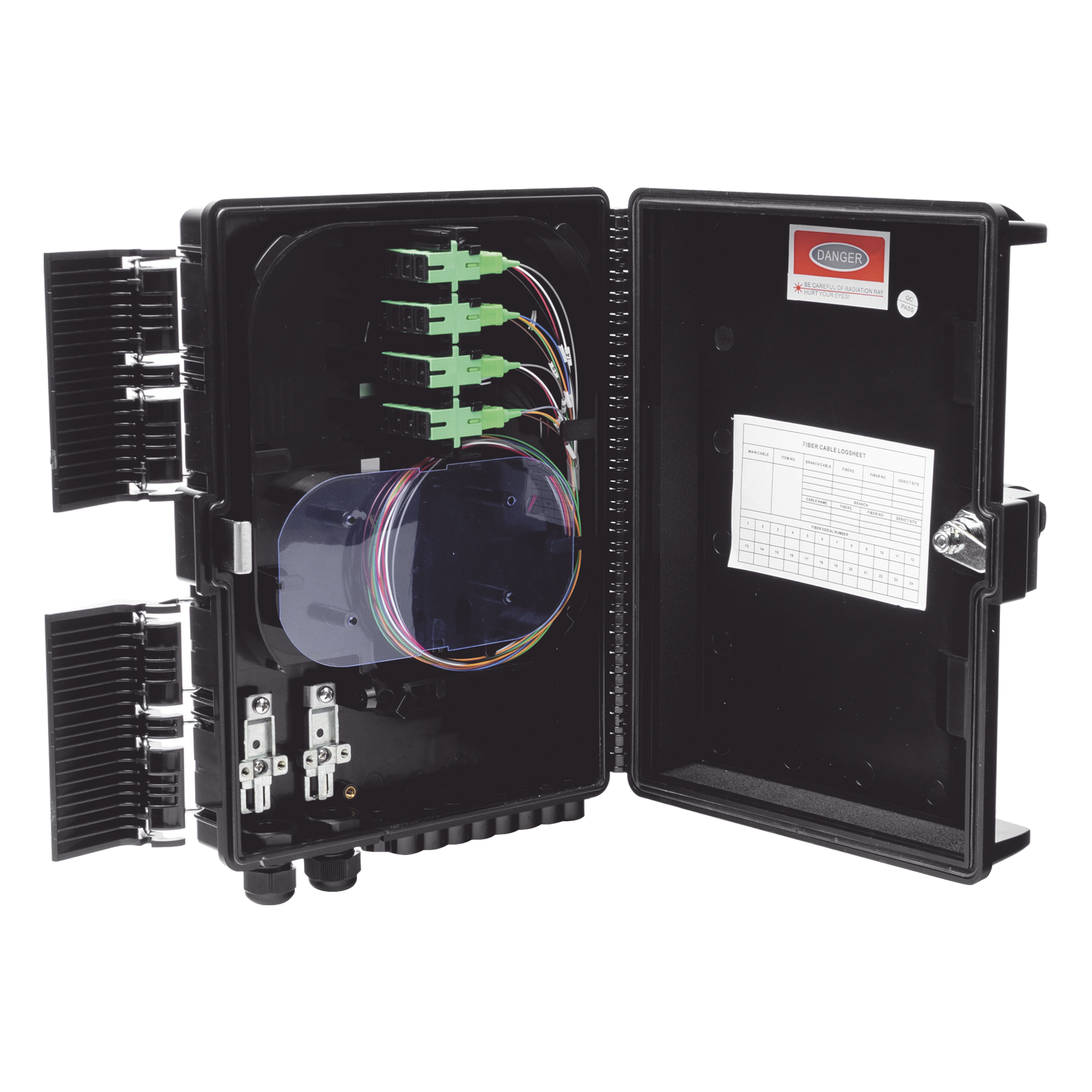 Cierre de Empalme de Fibra Óptica / 24 Fusiones / 16 Puertos Drop / IP65 / -40°C a +85°C / Instalación Poste-Pared-Aérea — FIBERHOME · SKU GFS-16G