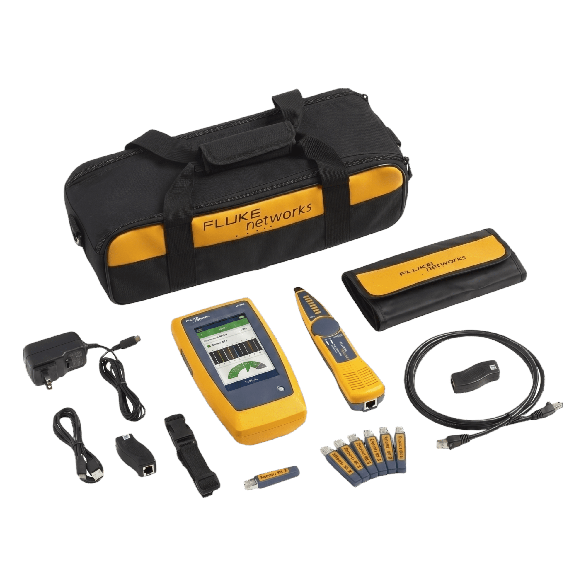 Calificador de Red y Wi-Fi / Verificación 10GBASE-T / Diagnóstico Switch VLAN y PoE / Análisis Wi-Fi 6E / Pantalla Multitáctil — FLUKE NETWORKS · SKU LIQ-DUO-KIT-H6-MX