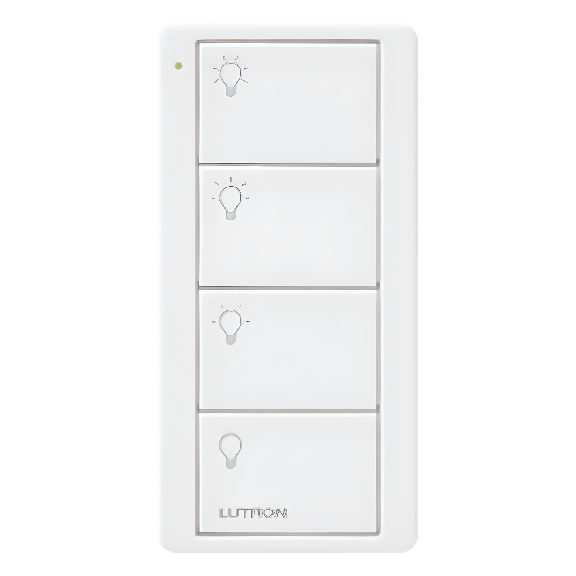 Control Remoto Inalámbrico / 4 Botones / 3 Escenas de Iluminación / RF 431-437 MHz / Alcance 18 m (59 ft) / Batería 10 Años — LUTRON ELECTRONICS · SKU PJ24BGWHL31