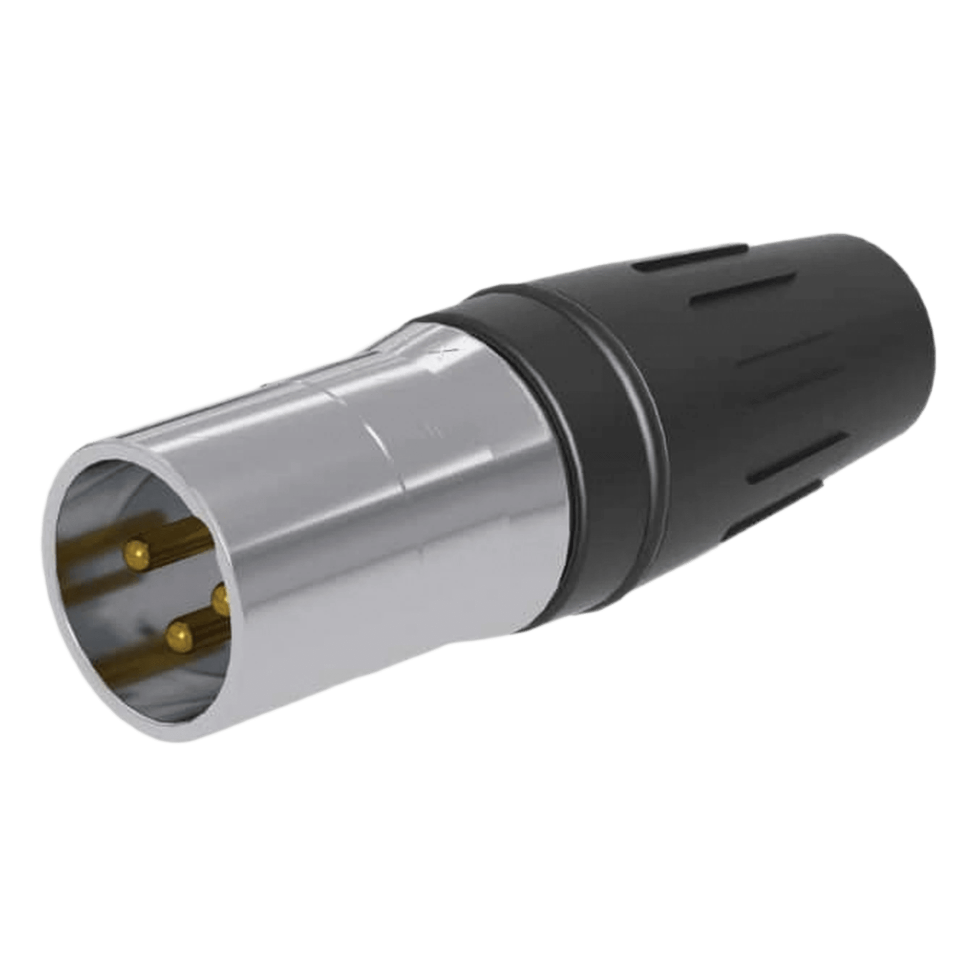 Conector XLR Macho / 3 Núcleos / Acero Inoxidable / Contactos Oro / 20 A / 250 V CA / Identificación por Color — SEETRONIC · SKU SCHM3