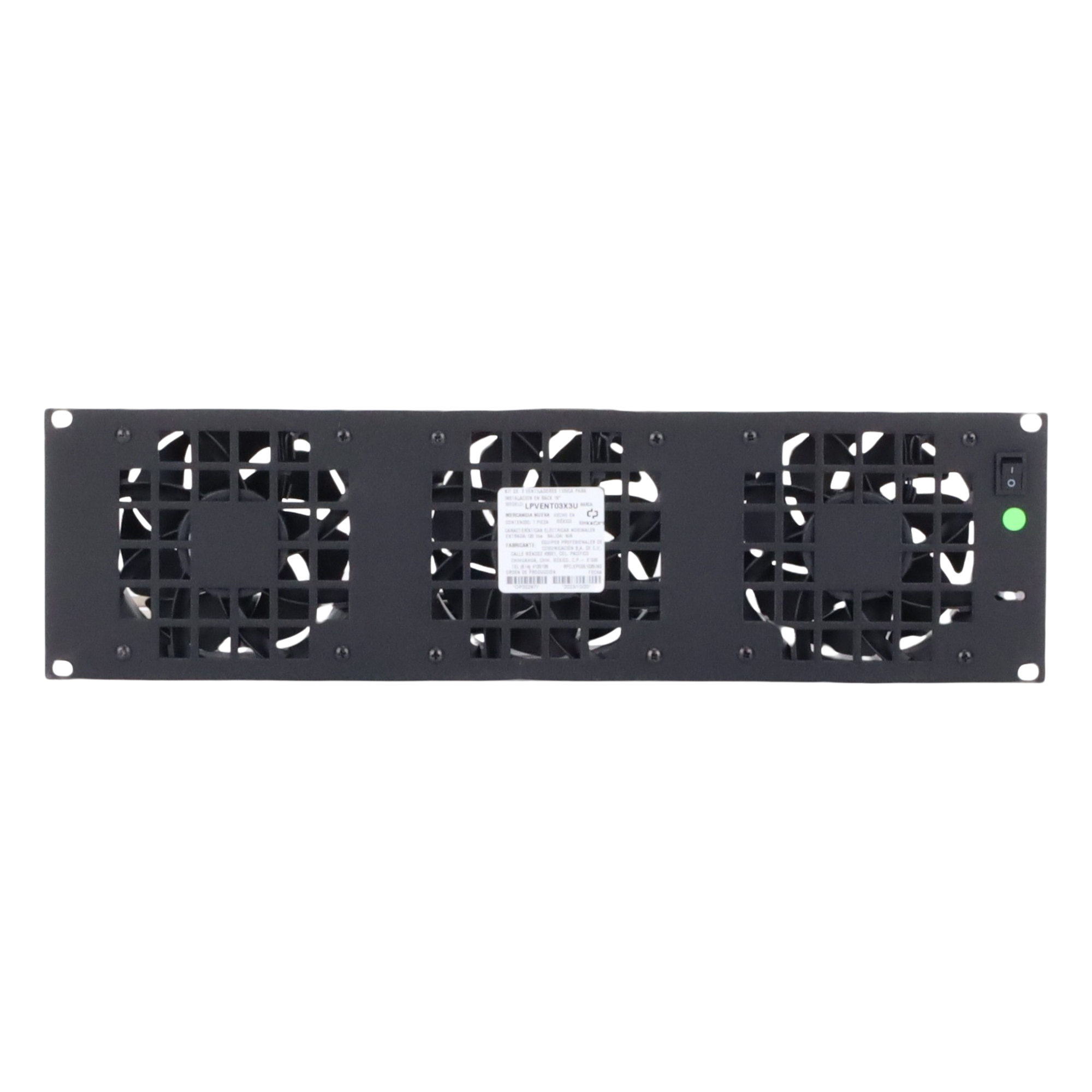 Kit de Ventilación para Rack / 3 Ventiladores 12 x 12 cm / 110 Vca / Clavija 5-15P / 1.8 m (5.9 ft) de Cable / 19" Ancho