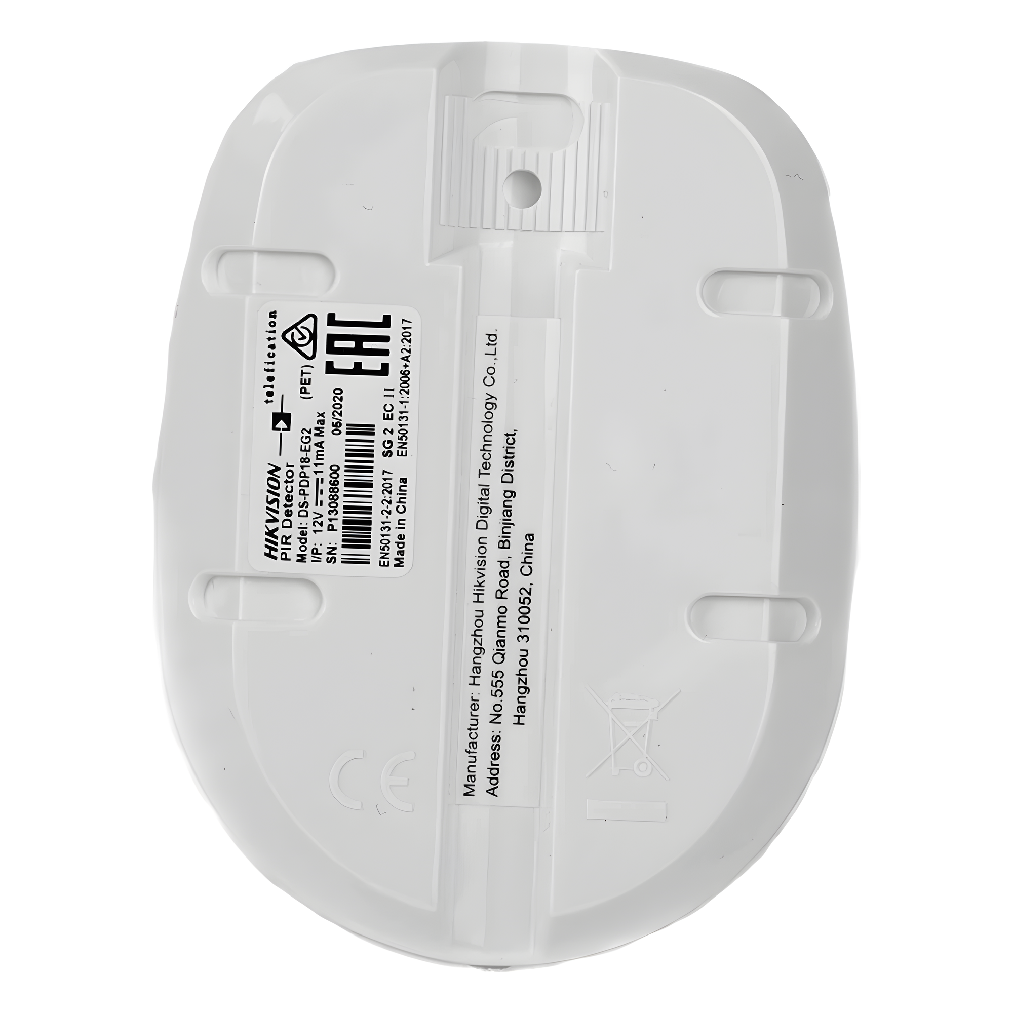 Detector PIR Cableado para Interior / Inmunidad a Mascotas / Rango de Detección de 18 mts / Angulo de 85.9° de Cobertura