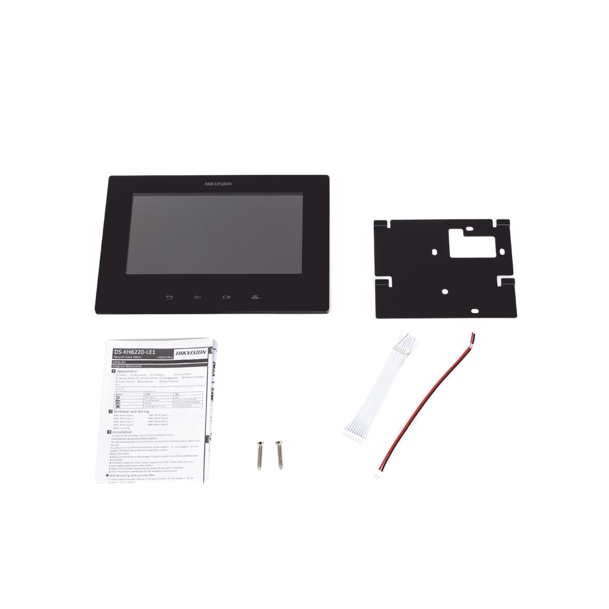 Monitor IP para Videoportero / Pantalla 7" / Resolución 1024 x 600 / 16 Canales de Video / PoE Estándar / 8 Entradas de Alarma