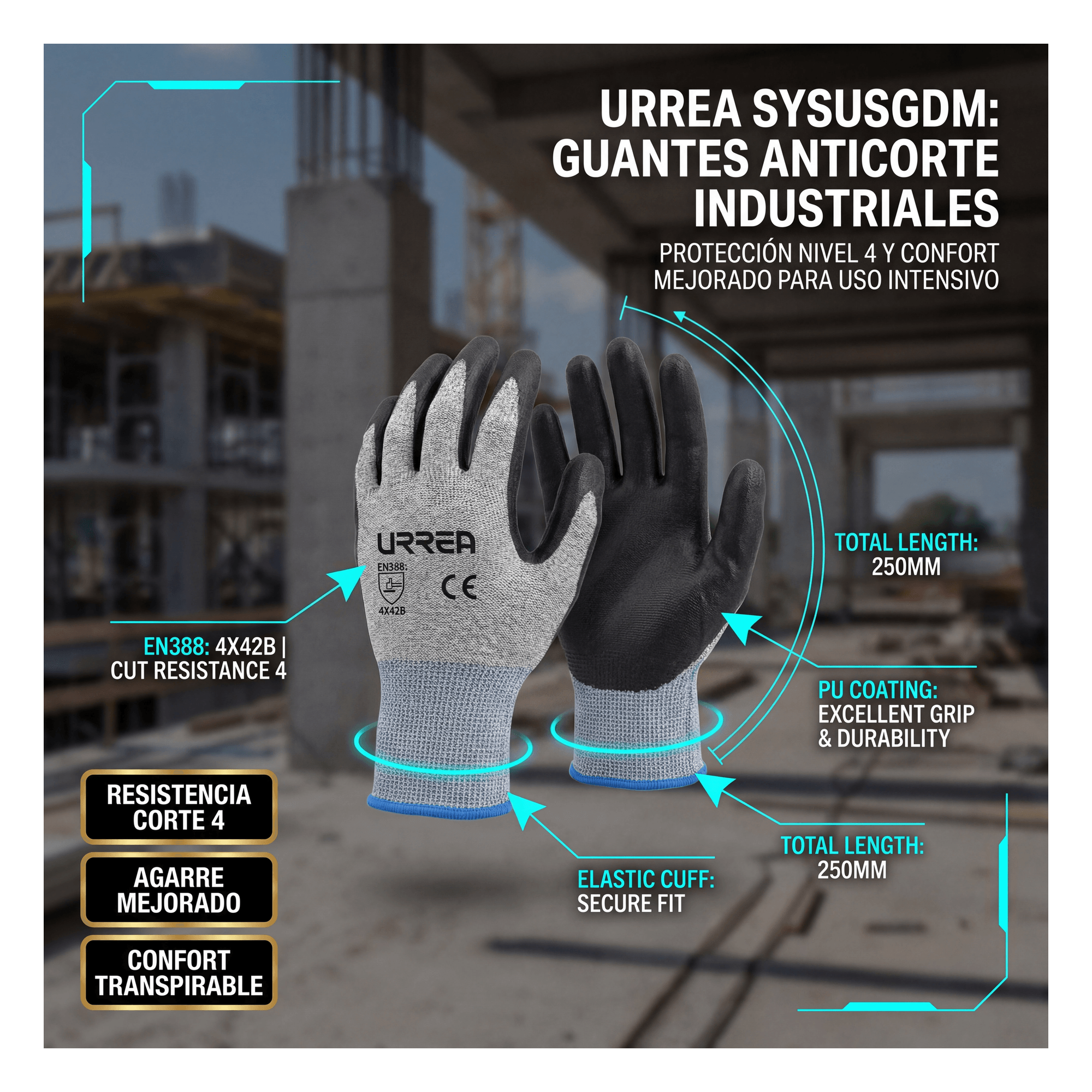 Guantes talla mediana supraneema con recubrimiento de nitrilo.