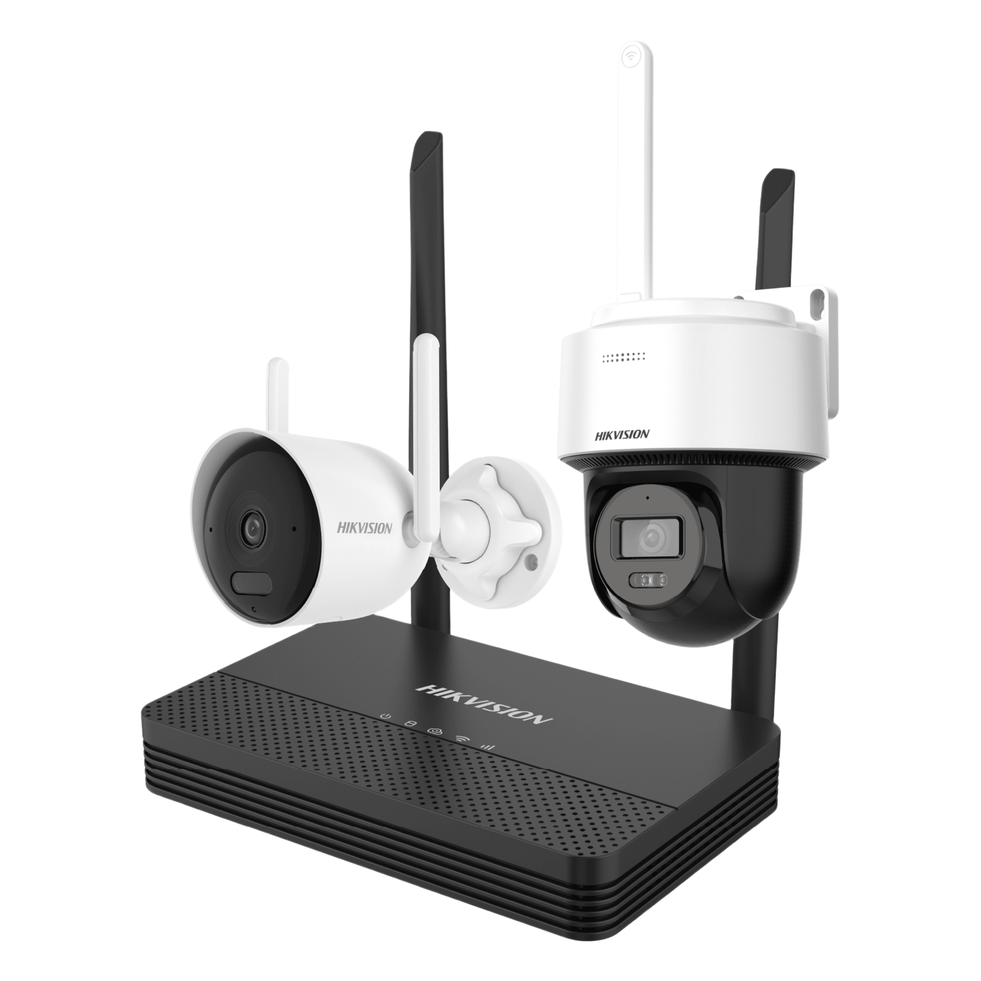 Kit de Videovigilancia IP Inalámbrico / 4 Megapixel / NVS 4 Canales / 2 Cámaras Wi-Fi / Dual Light / Audio Bidireccional / IP66 / Micro SD 512 GB — HIKVISION · SKU NKS424WBPH