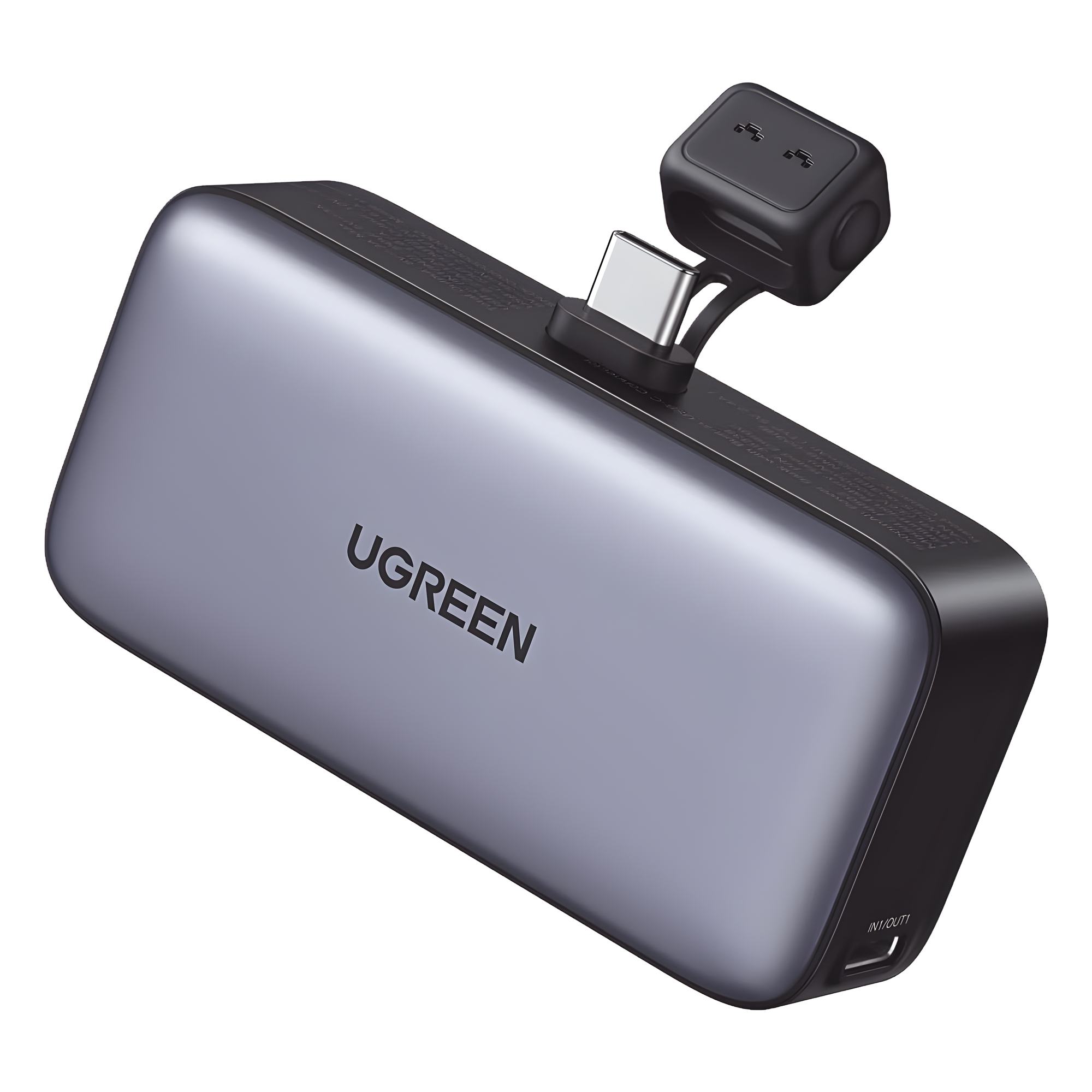 Power Bank / 5000 mAh / USB-C Integrado / 22.5W PD / Pantalla LED / Soporte Integrado — UGREEN · SKU 35338B