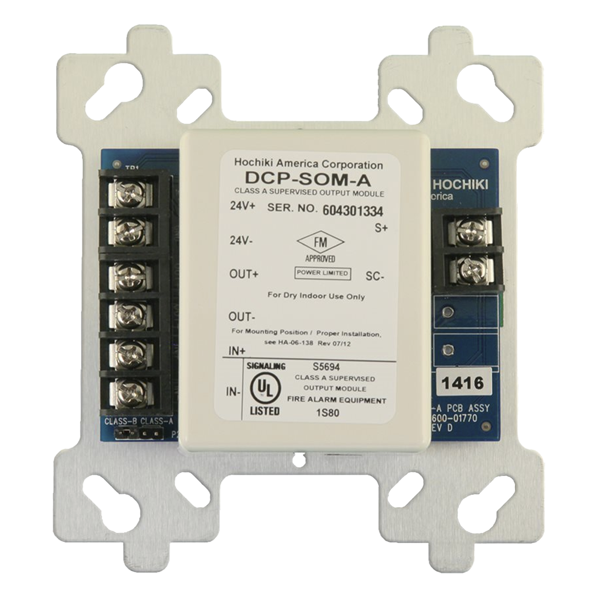 Módulo de Control Direccionable de Salida Supervisada / Clase A y B / Aislador de Cortocircuito Integrado / 2 A a 30 VDC / 16 Patrones Programables — HOCHIKI · SKU SOM-AI