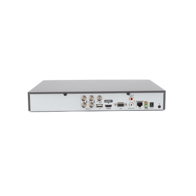 DVR 4 Canales TURBOHD + 2 Canales IP / 5 Megapixel Lite - 3K Lite / Audio de Dos Vías por Coaxitron / Reconocimiento Facial / ACUSENSE (Evista falsas alarmas) / 1 Bahía de Disco Duro / Salida de Video en Full HD 