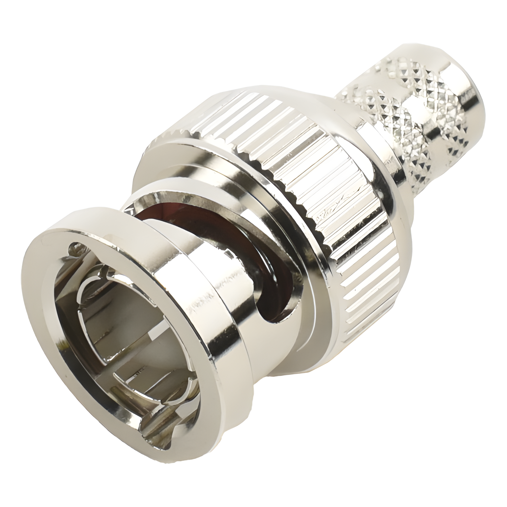 Conector Coaxial BNC Macho / Impedancia 75 Ohm / Anillo Plegable / RG-6 / 25 mm / Níquel-Oro-Teflón