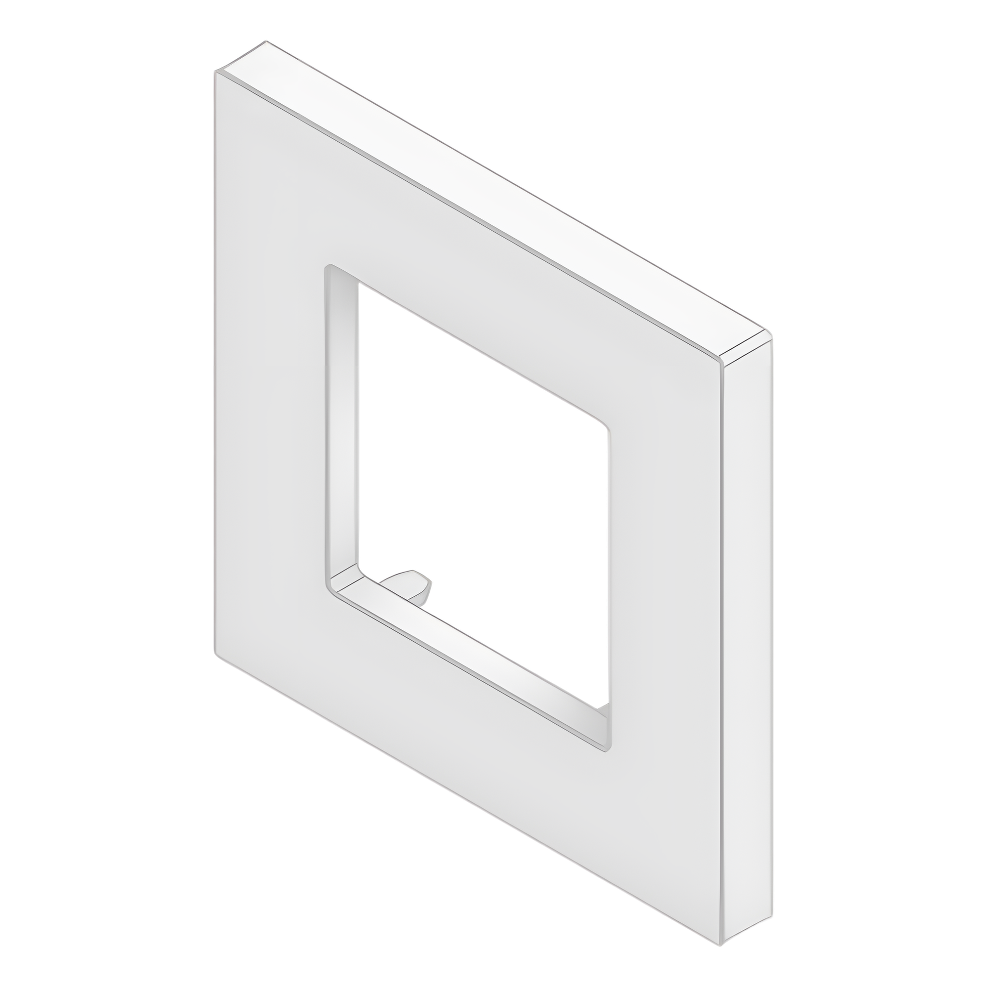 Embellecedor para Caja Europea / Dimensiones 84x84x8 mm Externas / ABS Antimicrobiano / Blanco con Efecto de Contraste / Colocación Fácil y Rápida