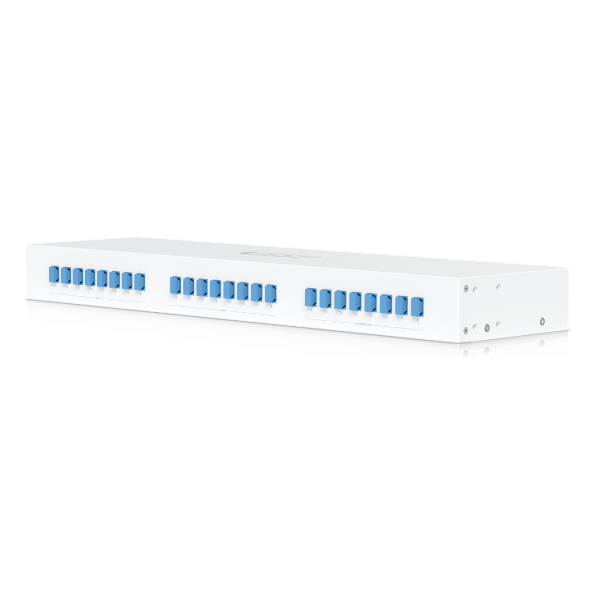 Multiplexor WDM / Coexistencia XGS/XG-PON y GPON / 8 Puertos SC/UPC / Rack 19' (1U) / Pérdida de Inserción 1 dB / Aislamiento 25 dB — UBIQUITI · SKU UACC-UF-WDM-XGS