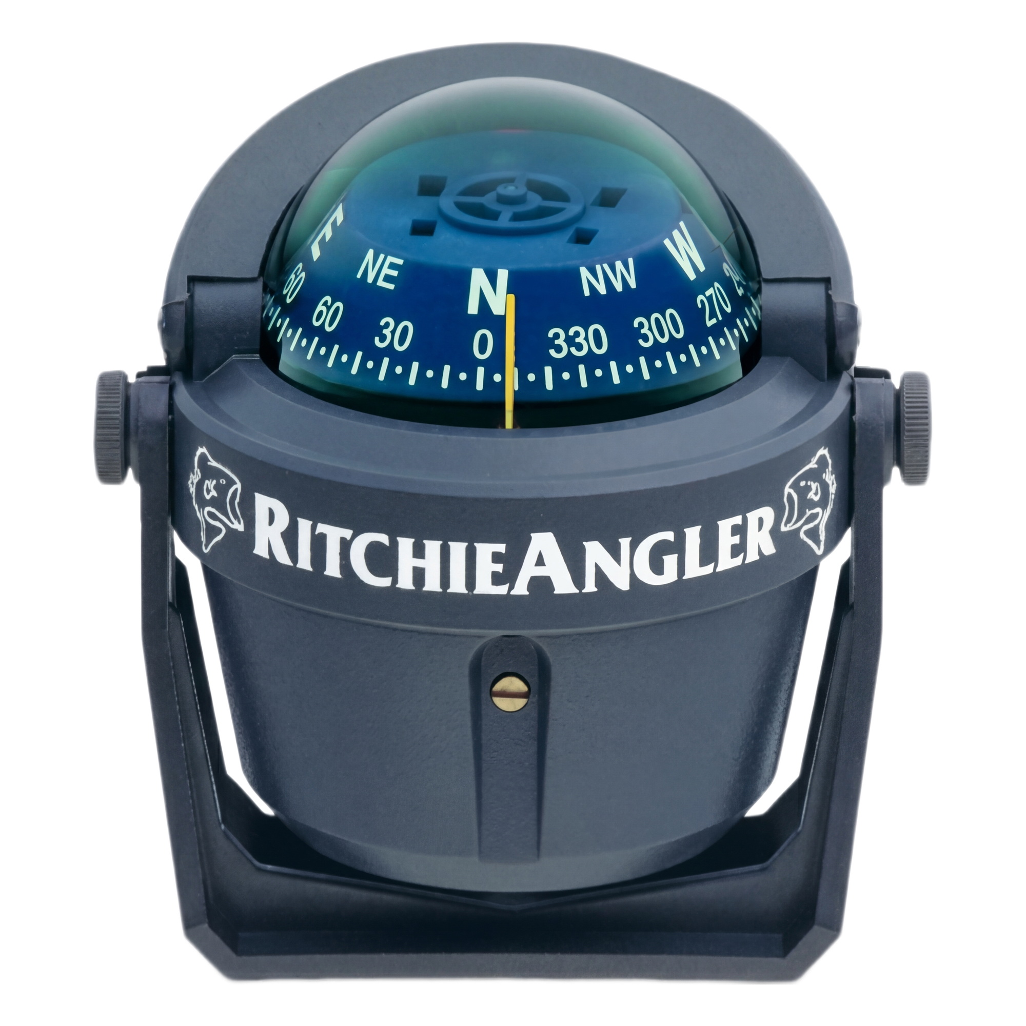 Brújula de Navegación Marítima / Dial 70 mm Azul Alta Visibilidad / Iluminación Nocturna Verde / Montaje Bracket Ajustable / Acabado Gris Anti-Reflejo / 100 % Reparable — RITCHIE · SKU RA-91